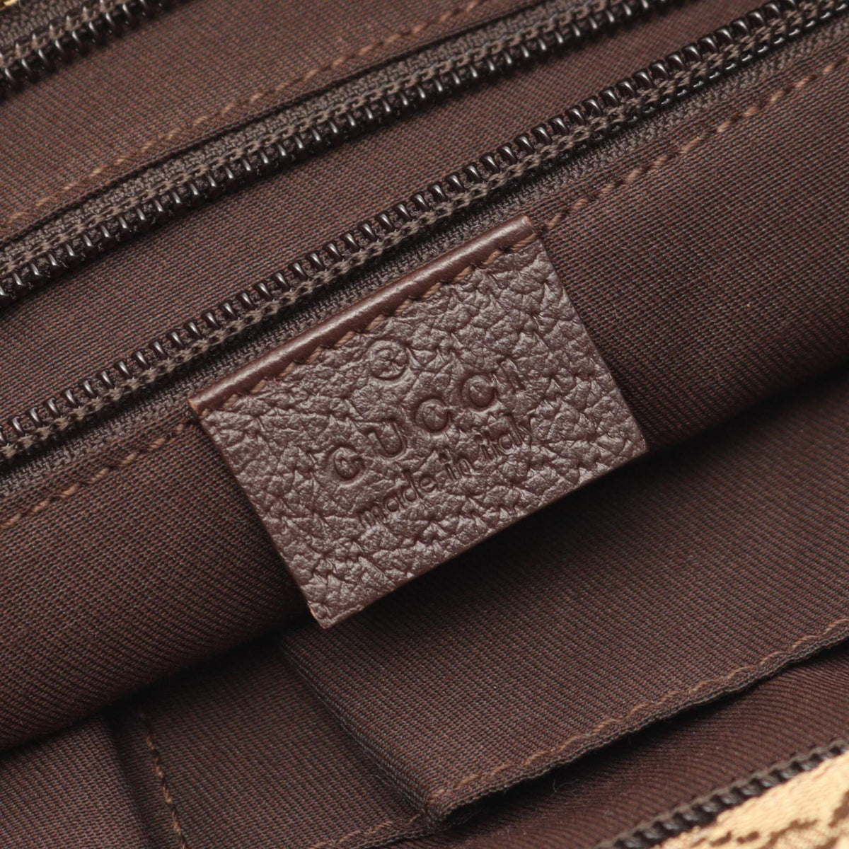 Gucci Beige Brown Canvas Leather Handbag Shoulder Bag (Pre-Owned)