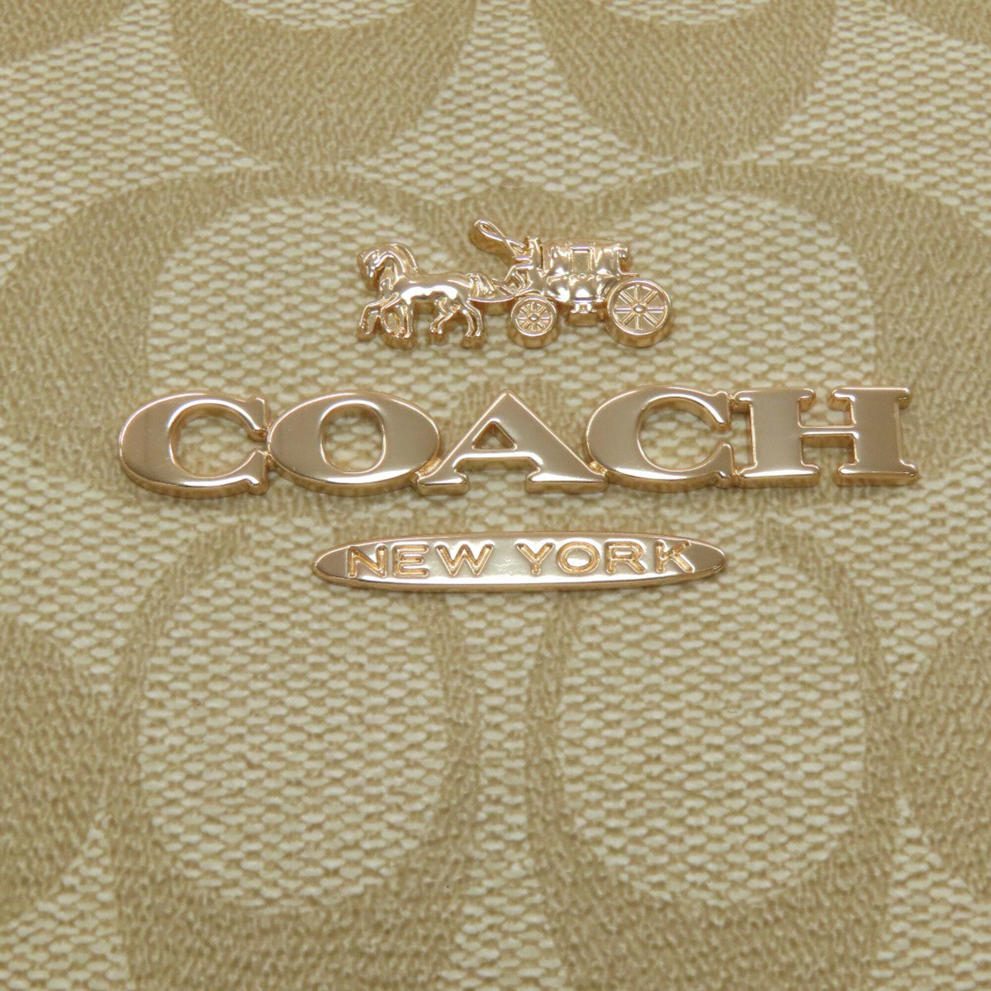 Coach Beige Signature Line Pvc Shoulder Bag (Pre-Owned)
