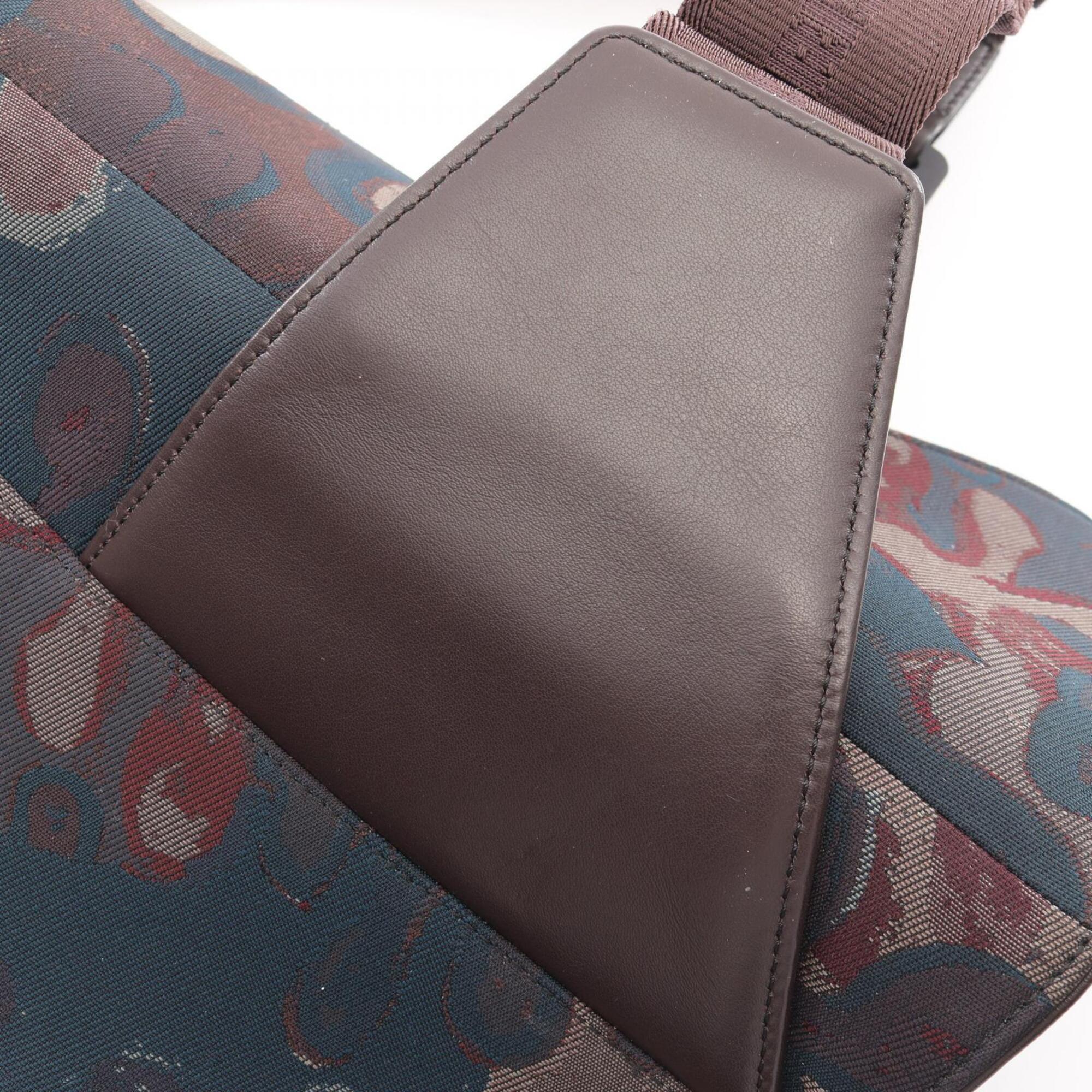 Christian Dior Brown Multi-Color Canvas Leather Fanny Pack Handbag Saddle Bag (Pre-Owned)