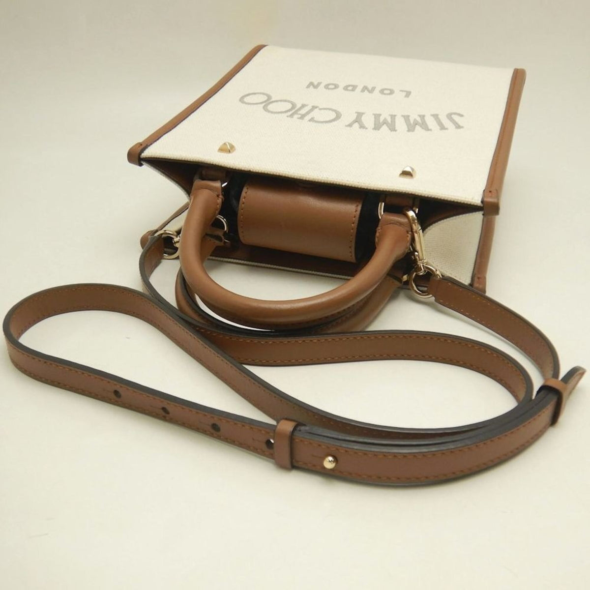 Jimmy Choo Brown Canvas Tote Bag (Pre-Owned)