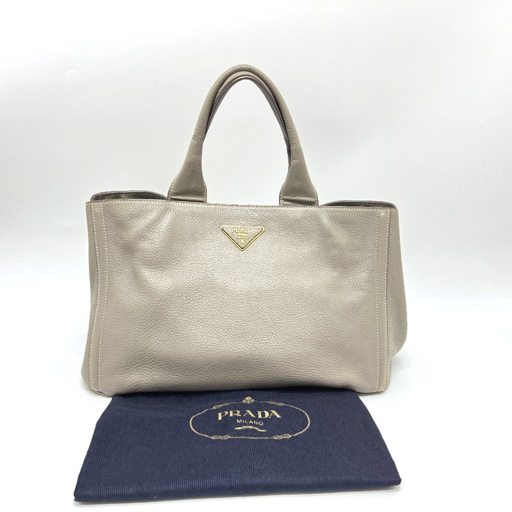 Prada Gray Canapa Handbag Tote Bag (Pre-Owned)