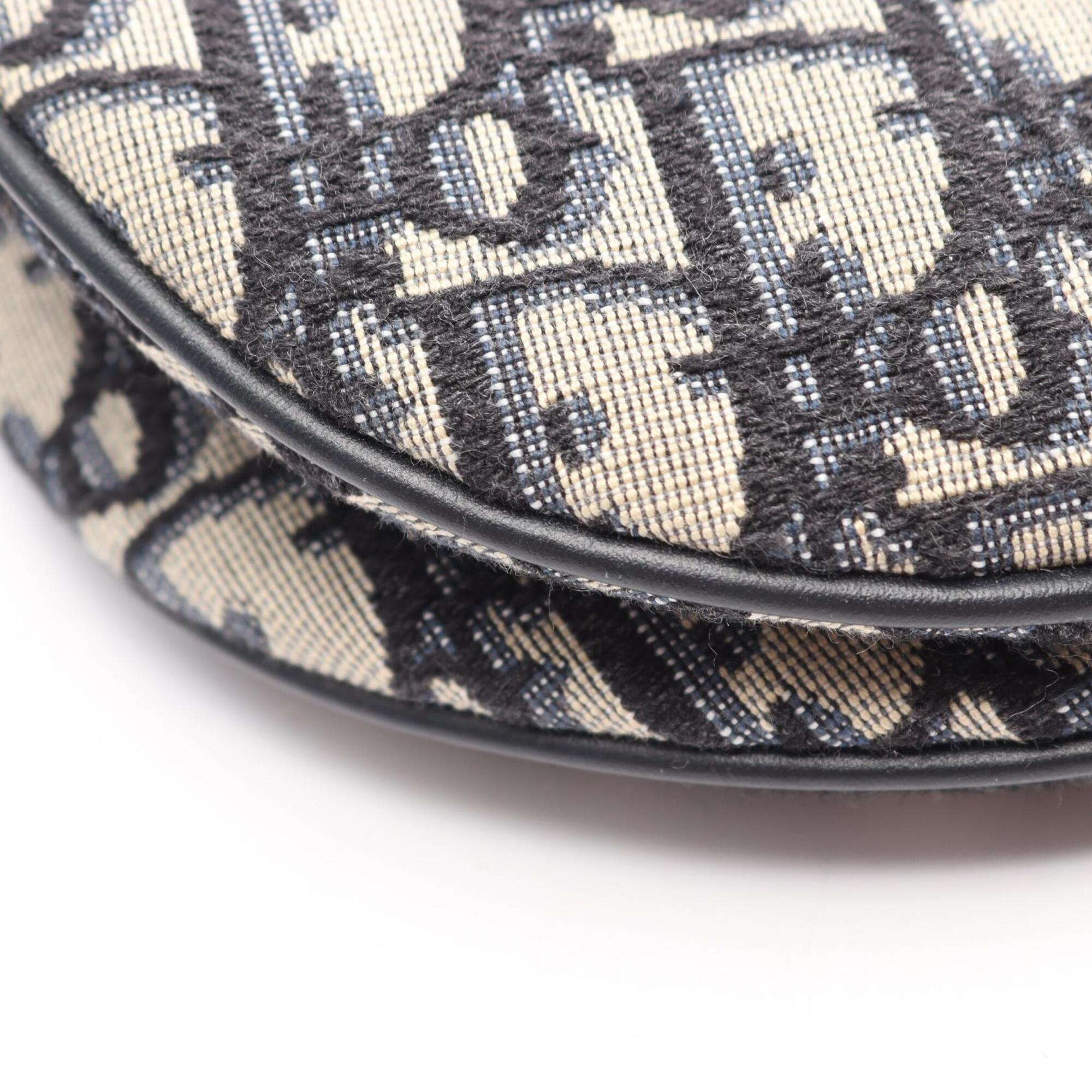 Christian Dior Beige Black Navy Canvas Leather Handbag (Pre-Owned)