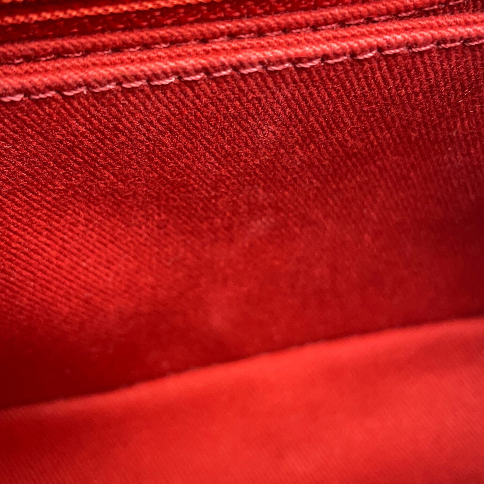 Chanel Red Color Grained Calfskin Handbag Shoulder Bag (Pre-Owned)
