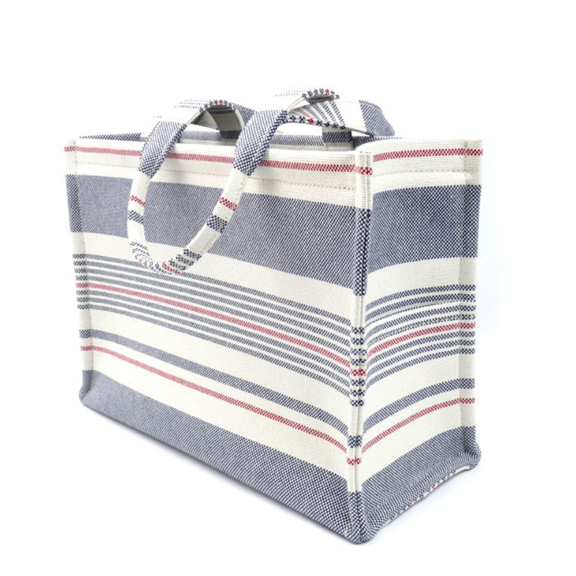 Celine Blue Red Color White Canvas Leather Tote Bag (Pre-Owned)