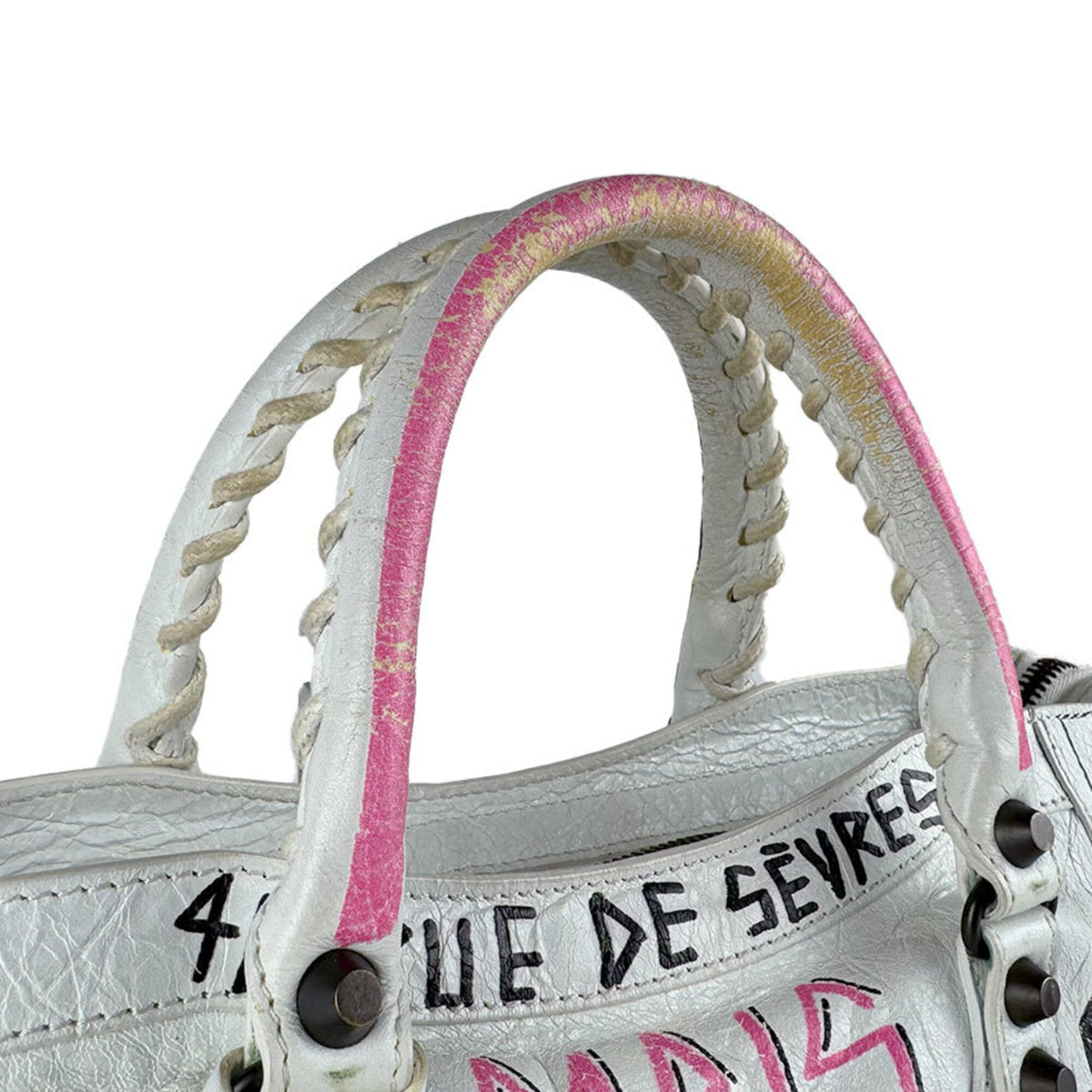 Balenciaga Black Pink White Leather Handbag (Pre-Owned)