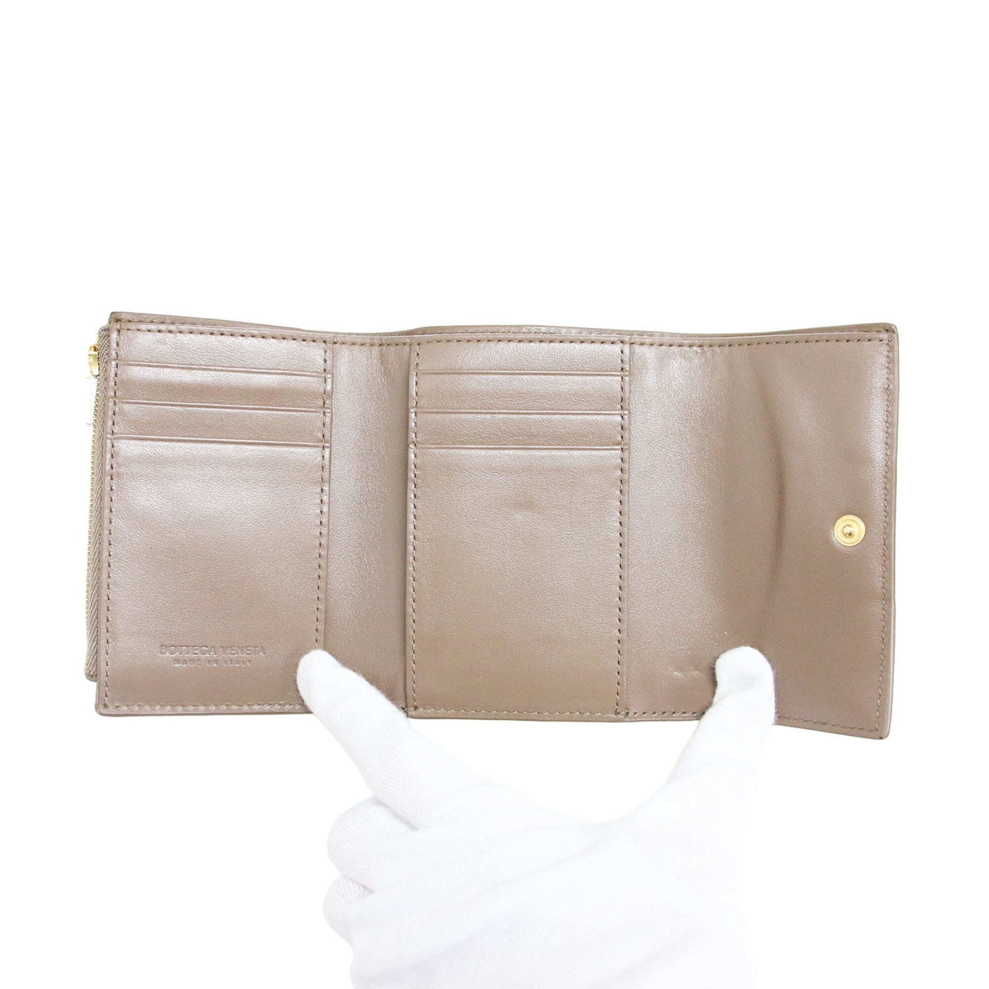 Bottega Veneta Brown Leather Wallet (Tri-Fold) (Pre-Owned)