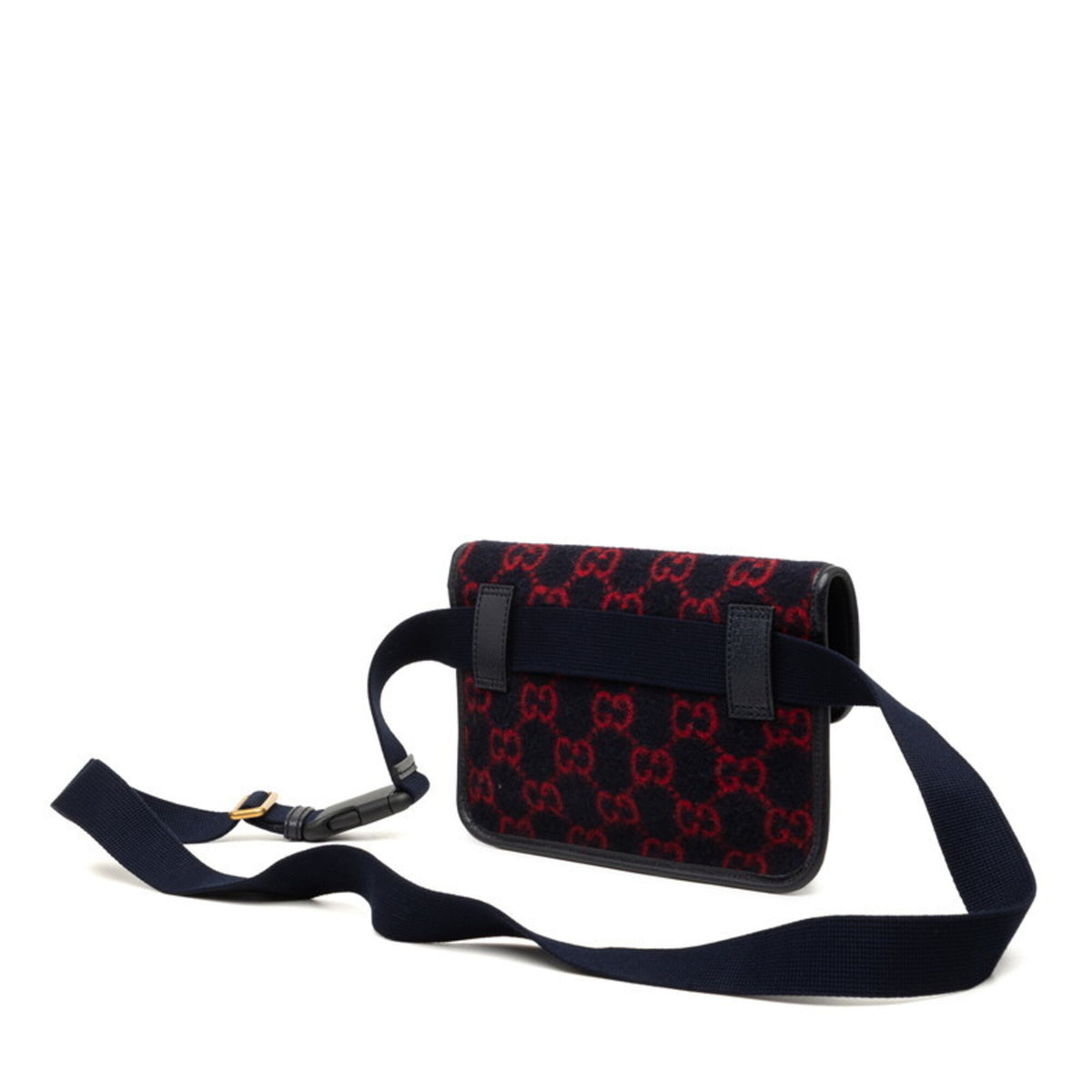 Gucci Navy Red Color Wool Leather Fanny Pack (Pre-Owned)