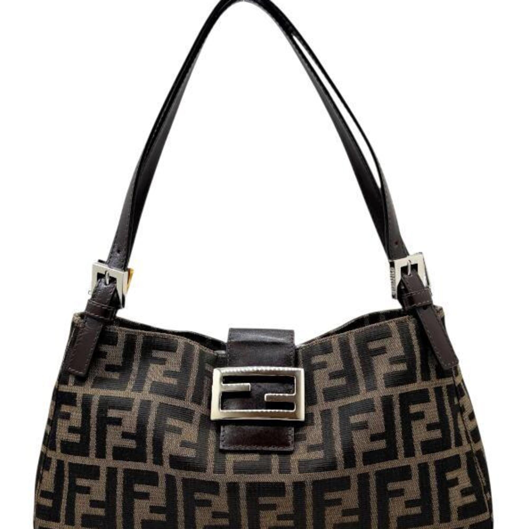 Fendi Brown Canvas Leather Handbag Shoulder Bag (Pre-Owned)