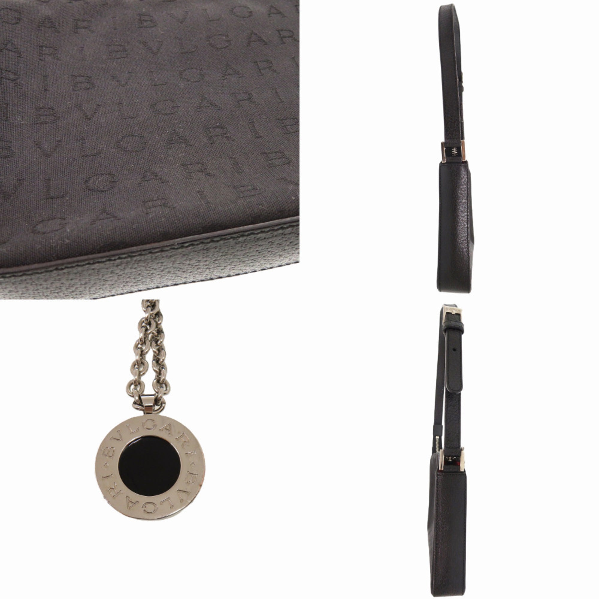 Bvlgari Black Canvas Leather Shoulder Bag (Pre-Owned)