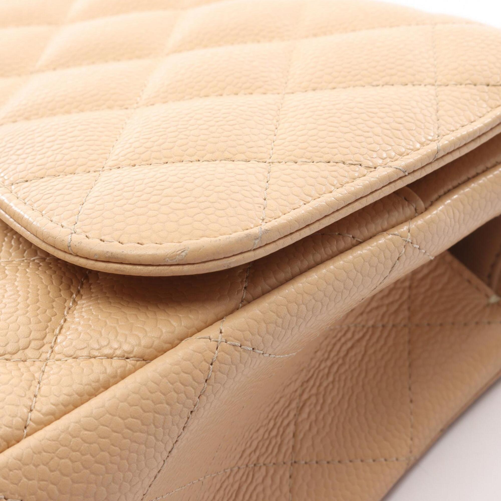 Chanel Beige Grained Calfskin Handbag Shoulder Bag (Pre-Owned)