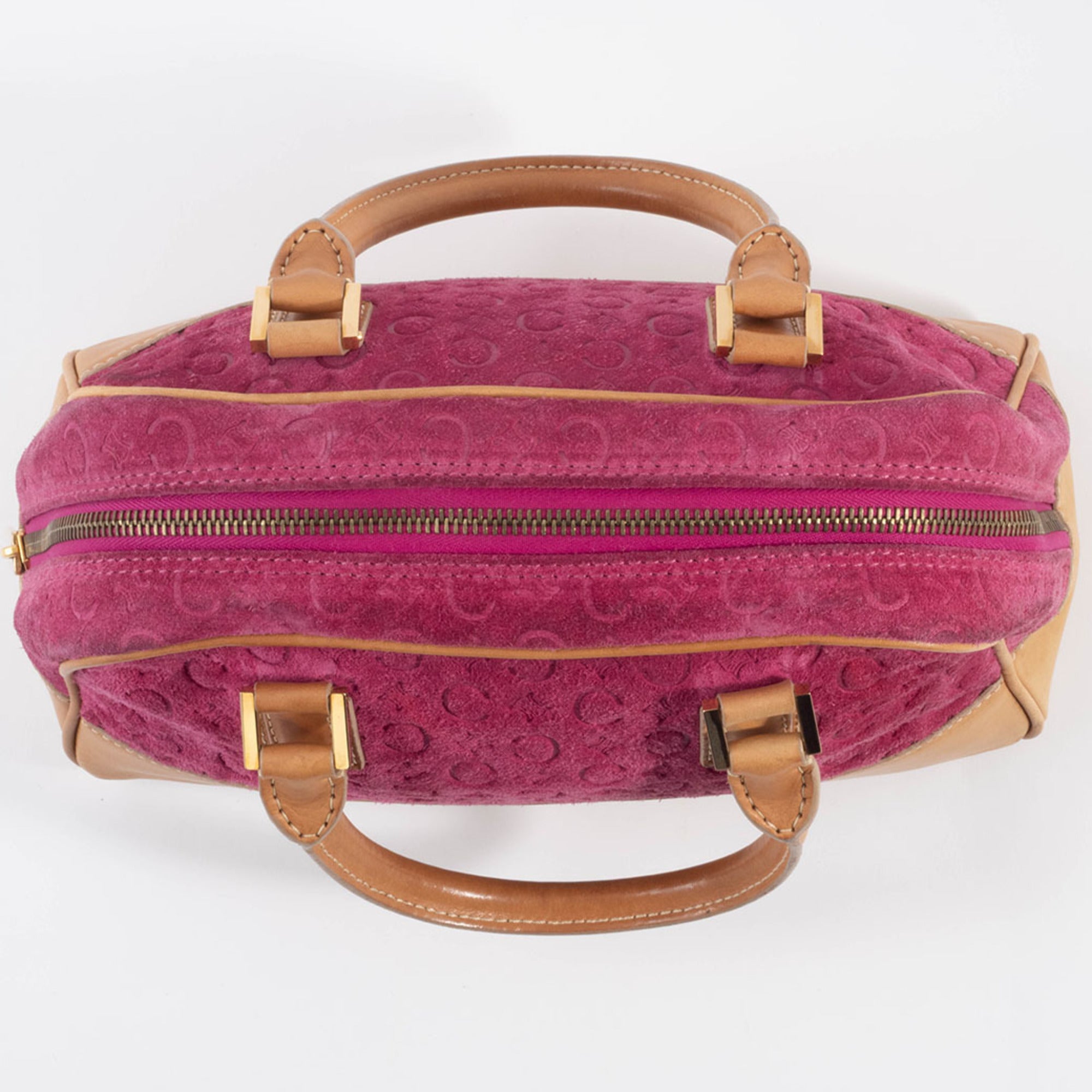 Celine Macadam Camel Purple Suede Leather Handbag (Pre-Owned)