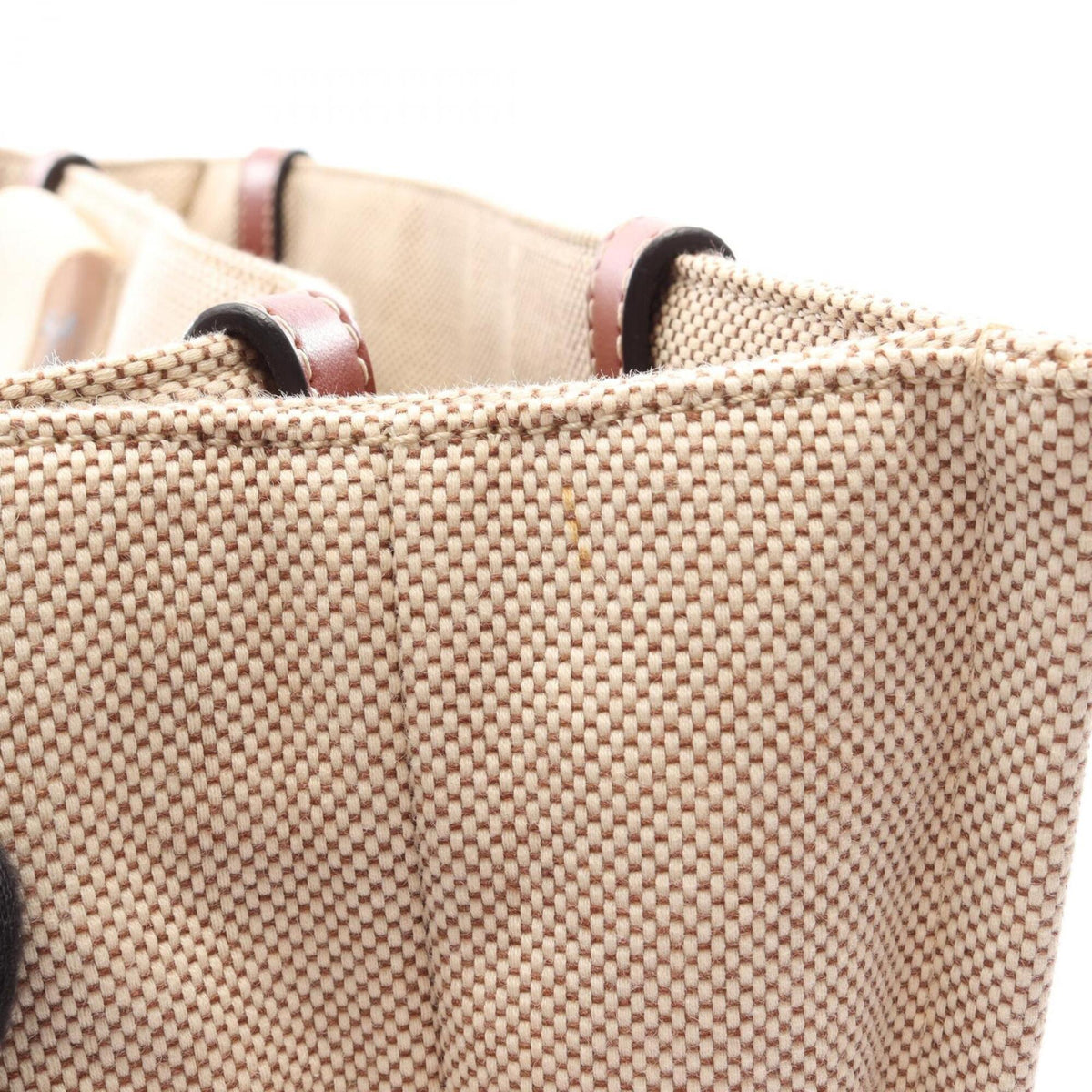Chloé Beige Brown Canvas Leather Handbag Tote Bag (Pre-Owned)