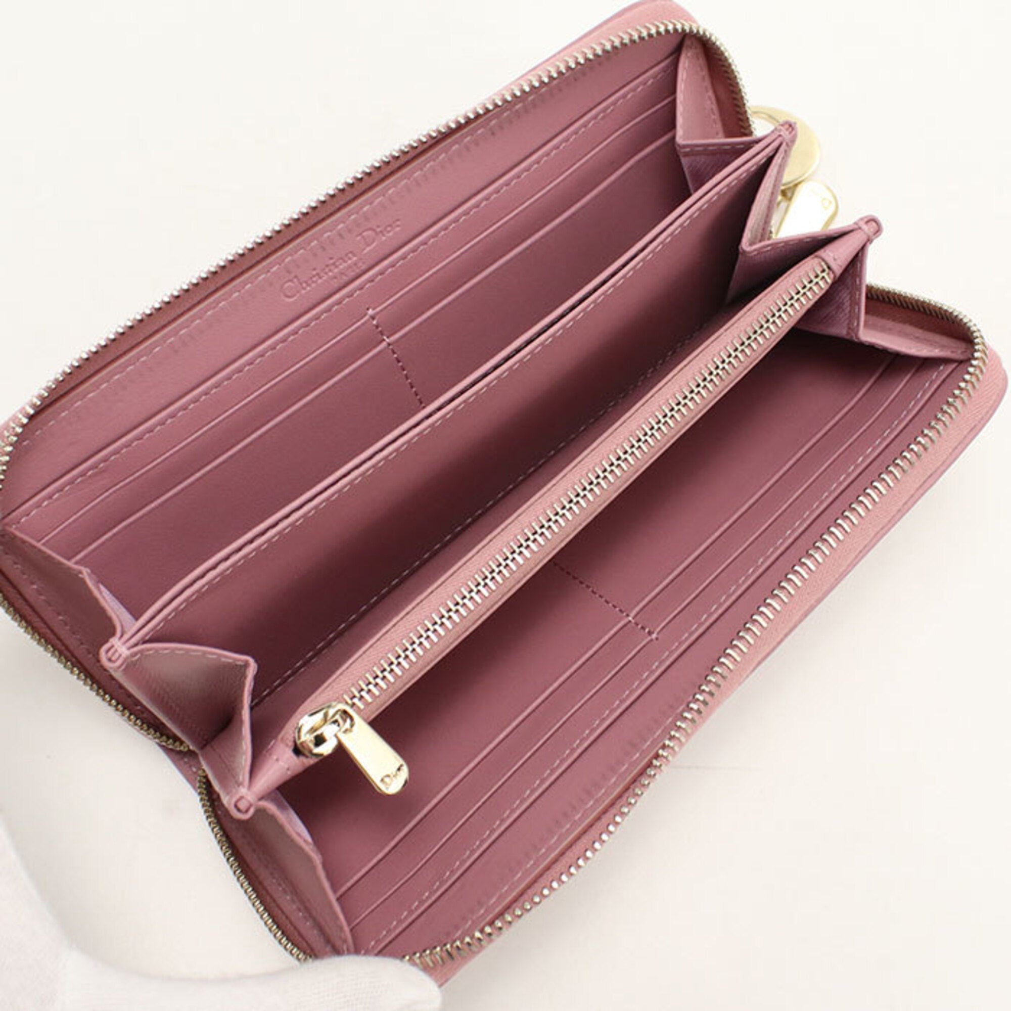Christian Dior Pink Leather Long Wallet (Bi-Fold) (Pre-Owned)
