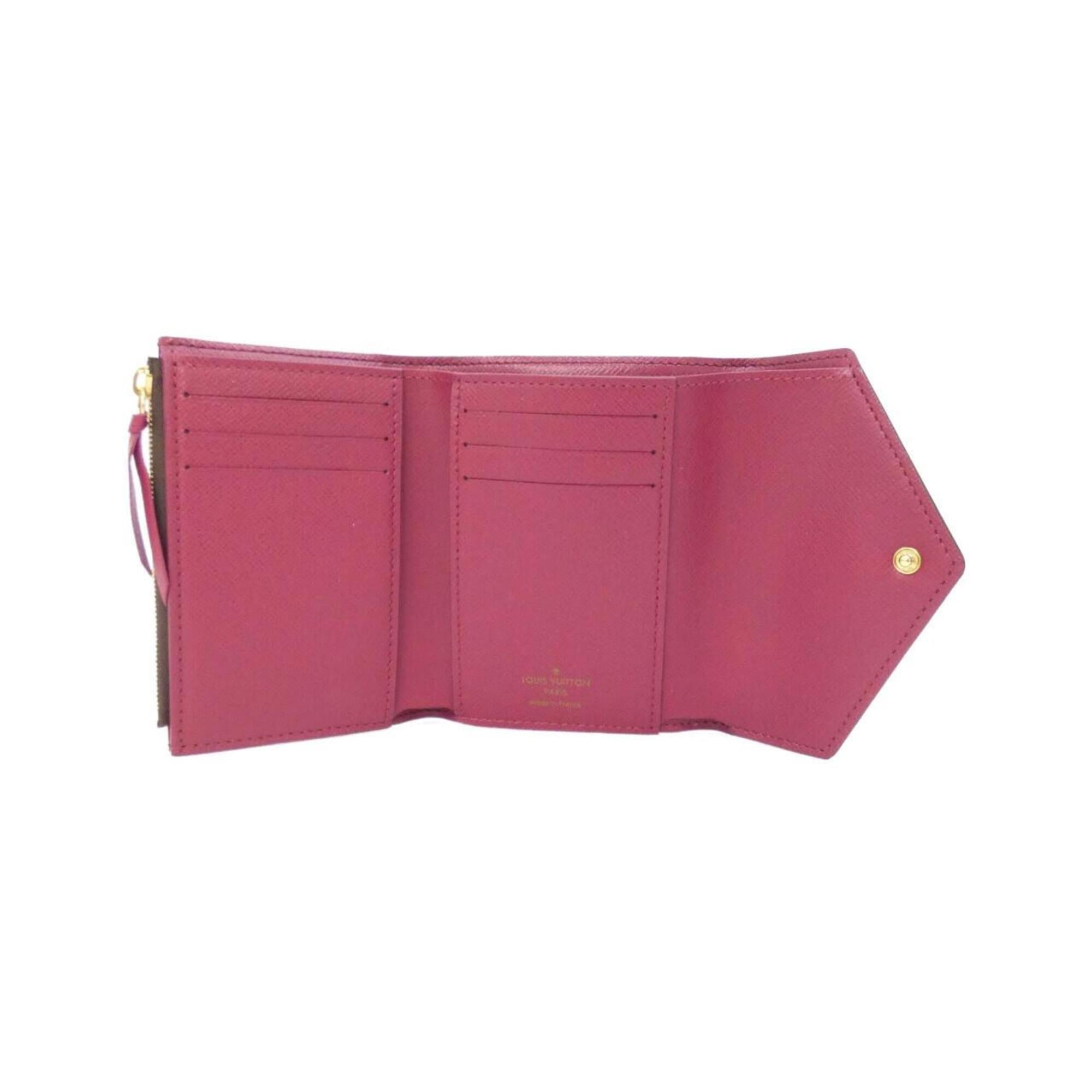 Louis Vuitton Monogram Fuchsia Marron Coated Canvas Wallet (Tri-Fold) (Pre-Owned)