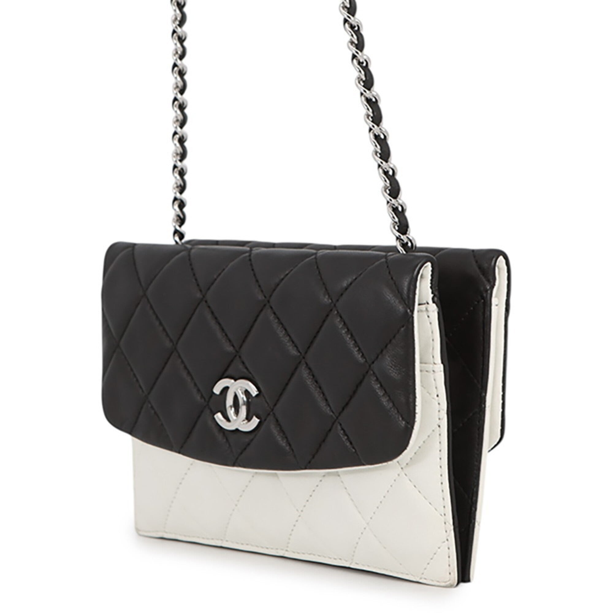Chanel Black White Chain/Shoulder Wallet (Pre-Owned)