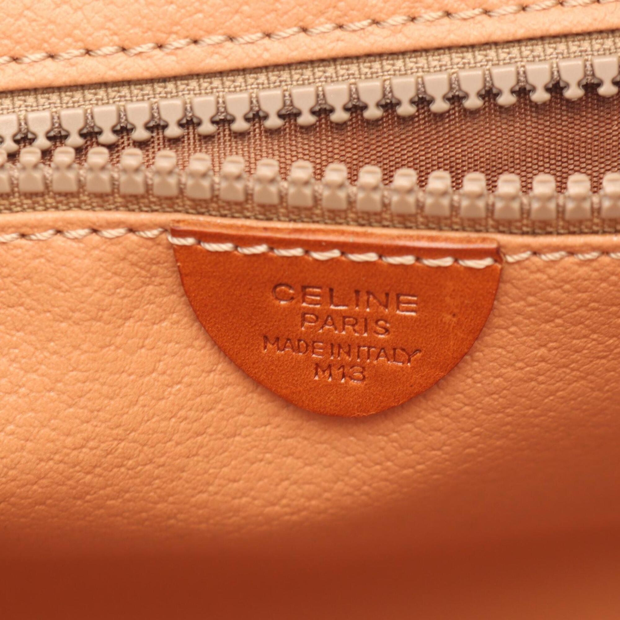 Celine Macadam Brown Coated Canvas Clutch Bag Handbag (Pre-Owned)