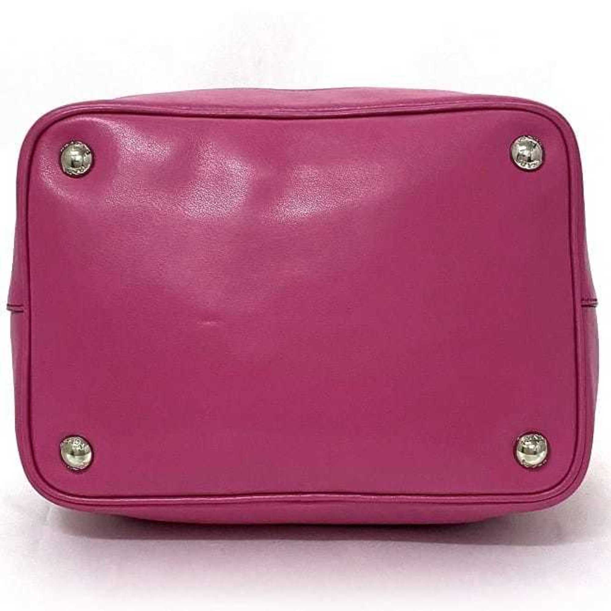 Prada Fuxia Pink Leather Handbag Shoulder Bag (Pre-Owned)