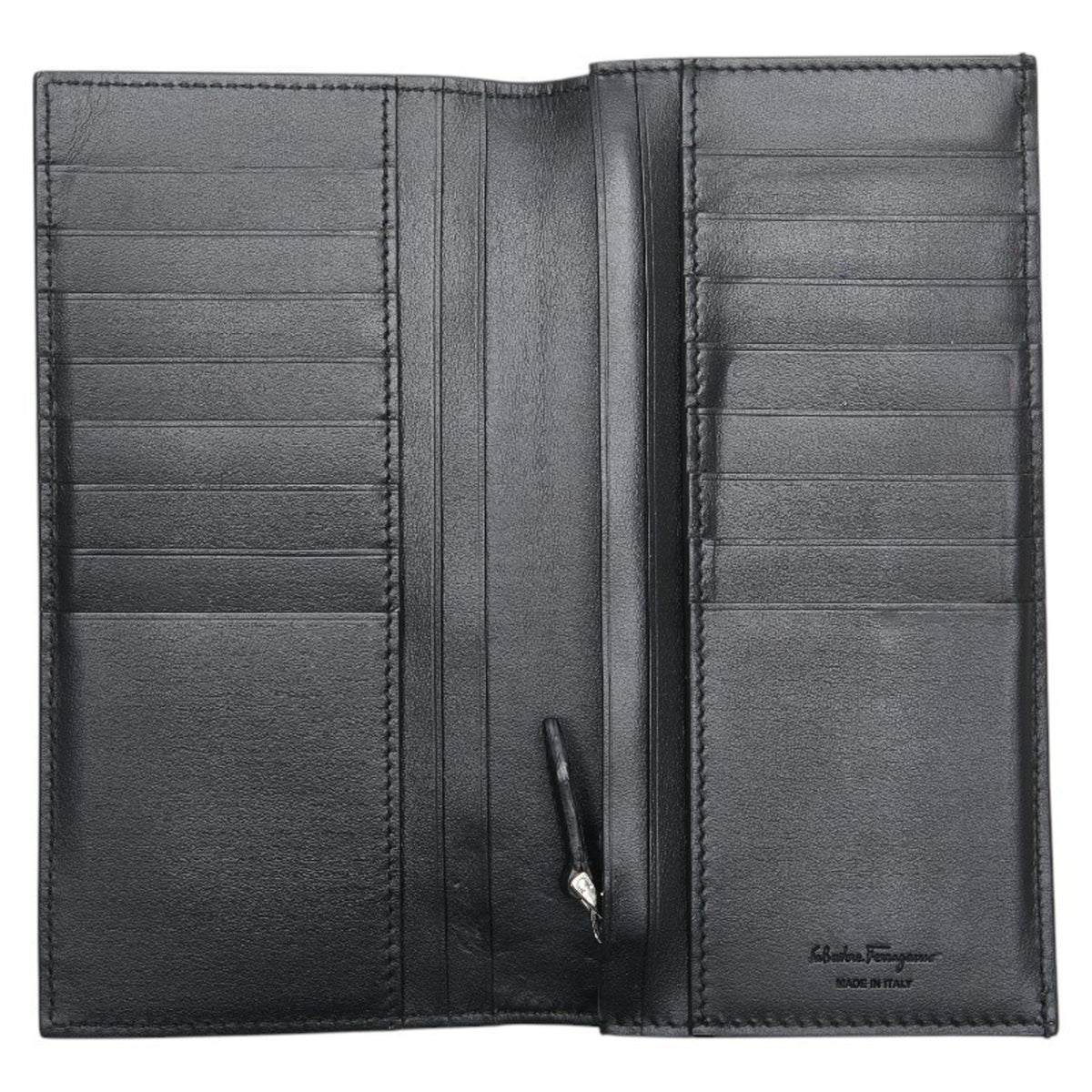 Salvatore Ferragamo Black Leather Long Wallet (Bi-Fold) (Pre-Owned)