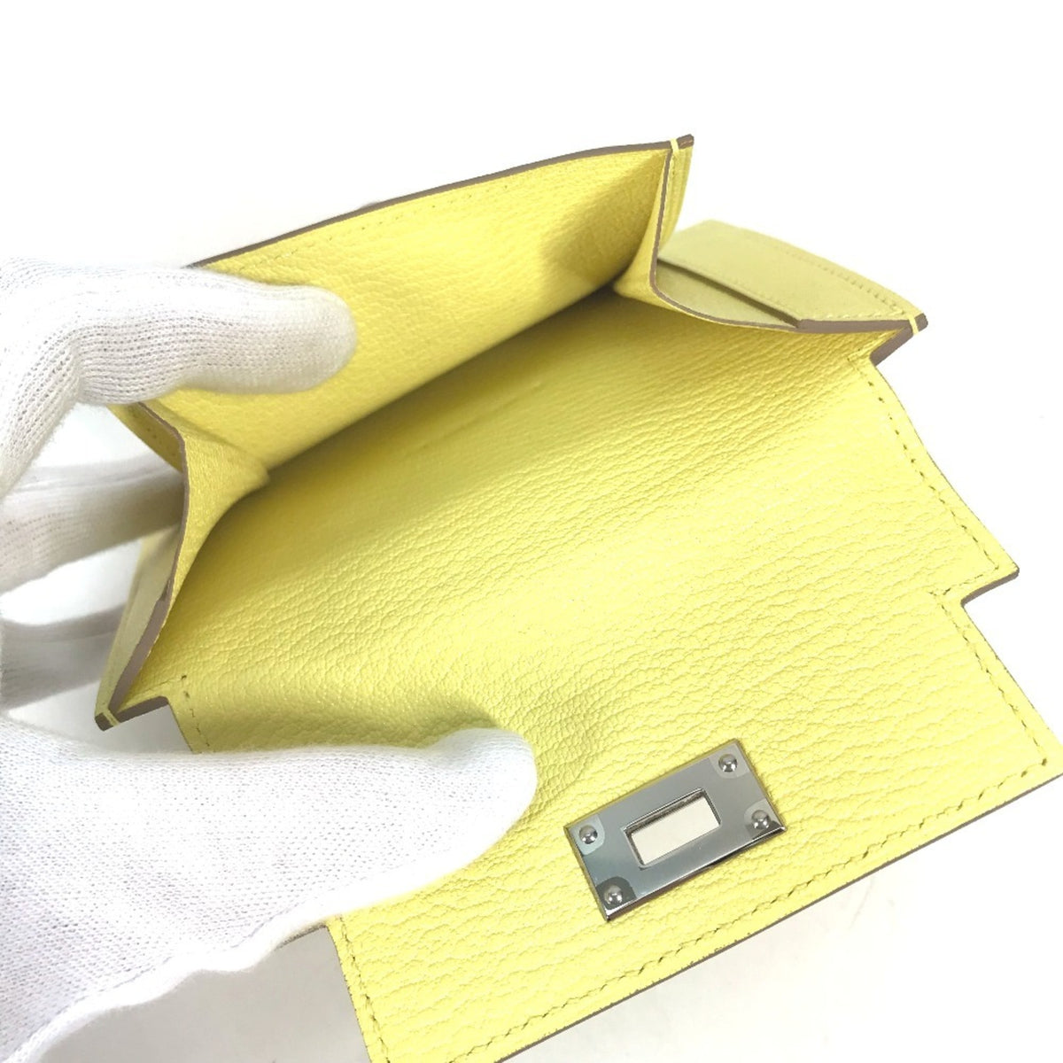Hermes Yellow Chevre Leather Coin Purse/Coin Case (Pre-Owned)