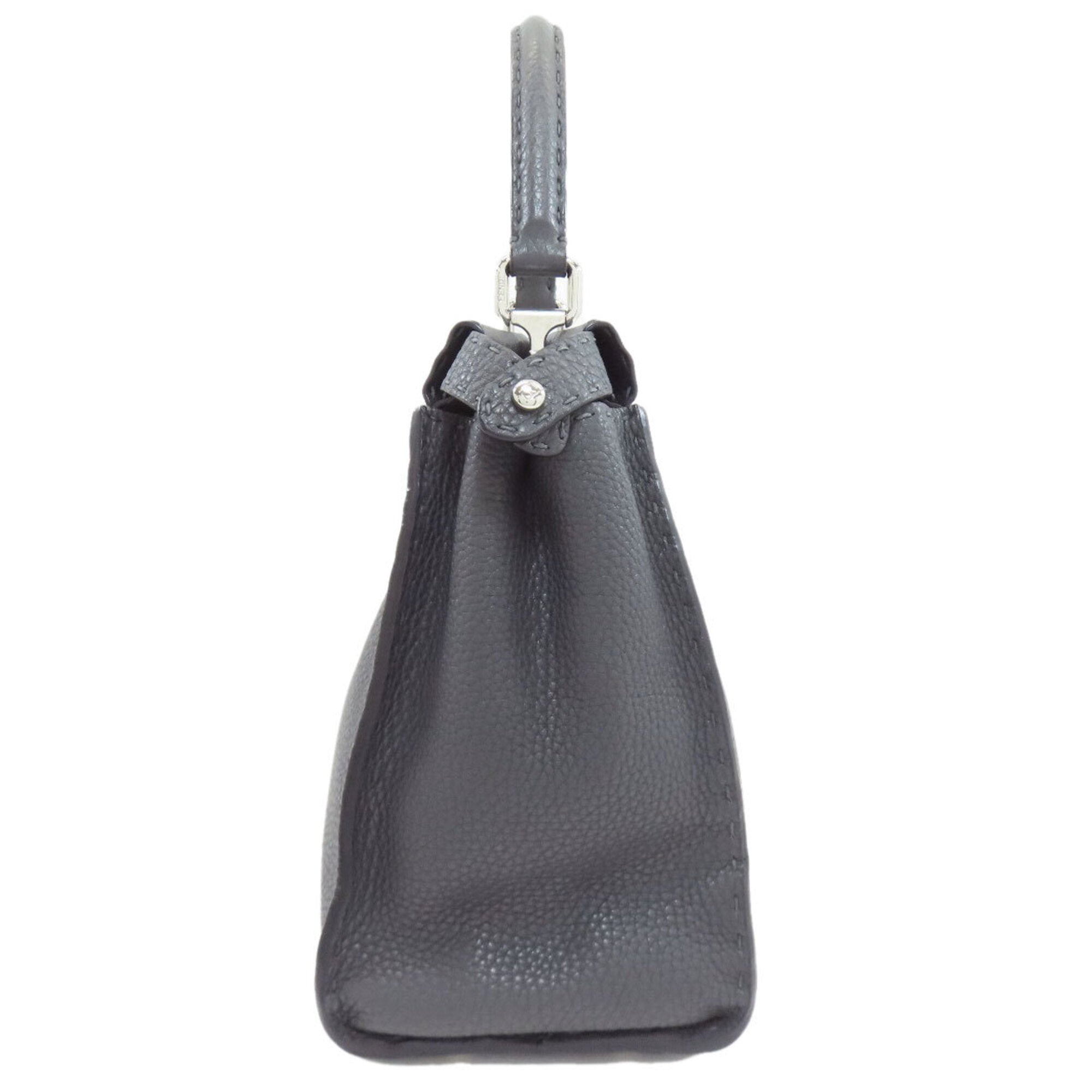 Fendi Peekaboo Gray Leather Handbag (Pre-Owned)