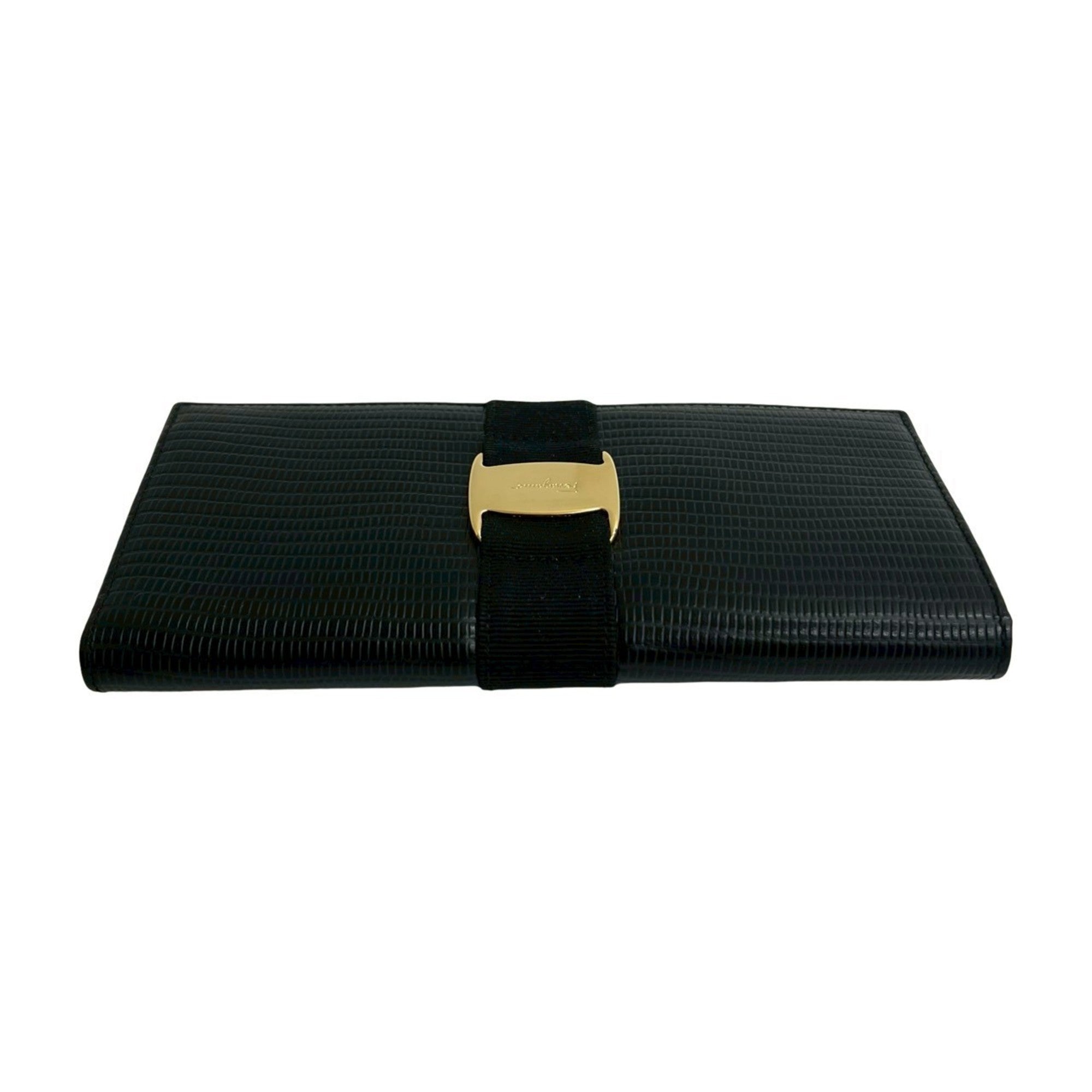 Salvatore Ferragamo Black Leather Long Wallet (Bi-Fold) (Pre-Owned)