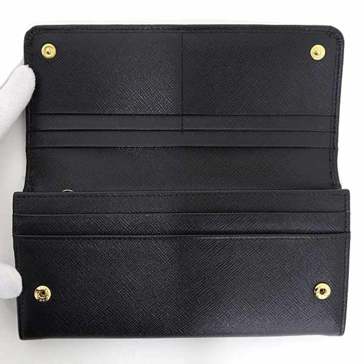 Prada Black Nero Saffiano Long Wallet (Bi-Fold) (Pre-Owned)
