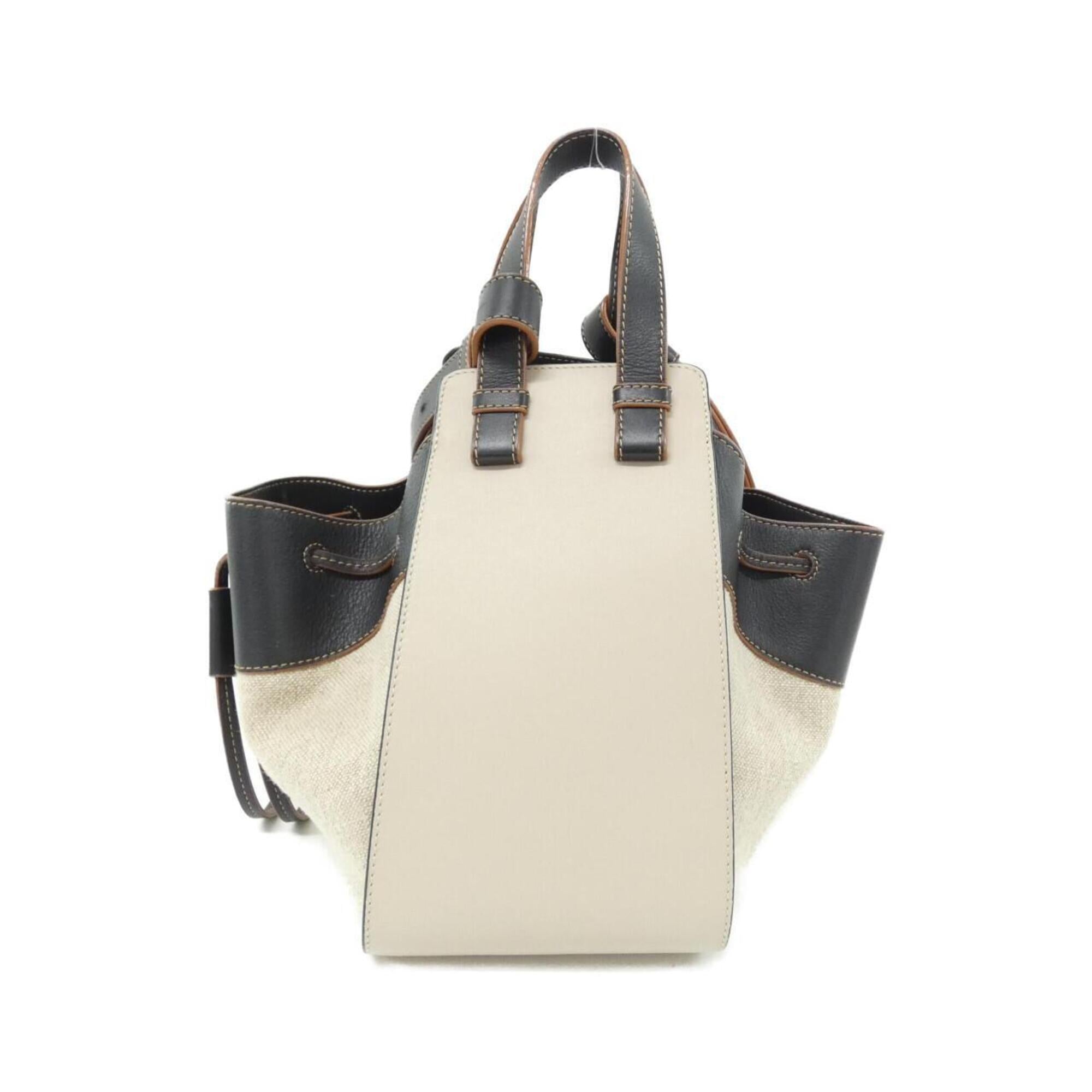 Loewe Beige Black Linen Leather Shoulder Bag (Pre-Owned)