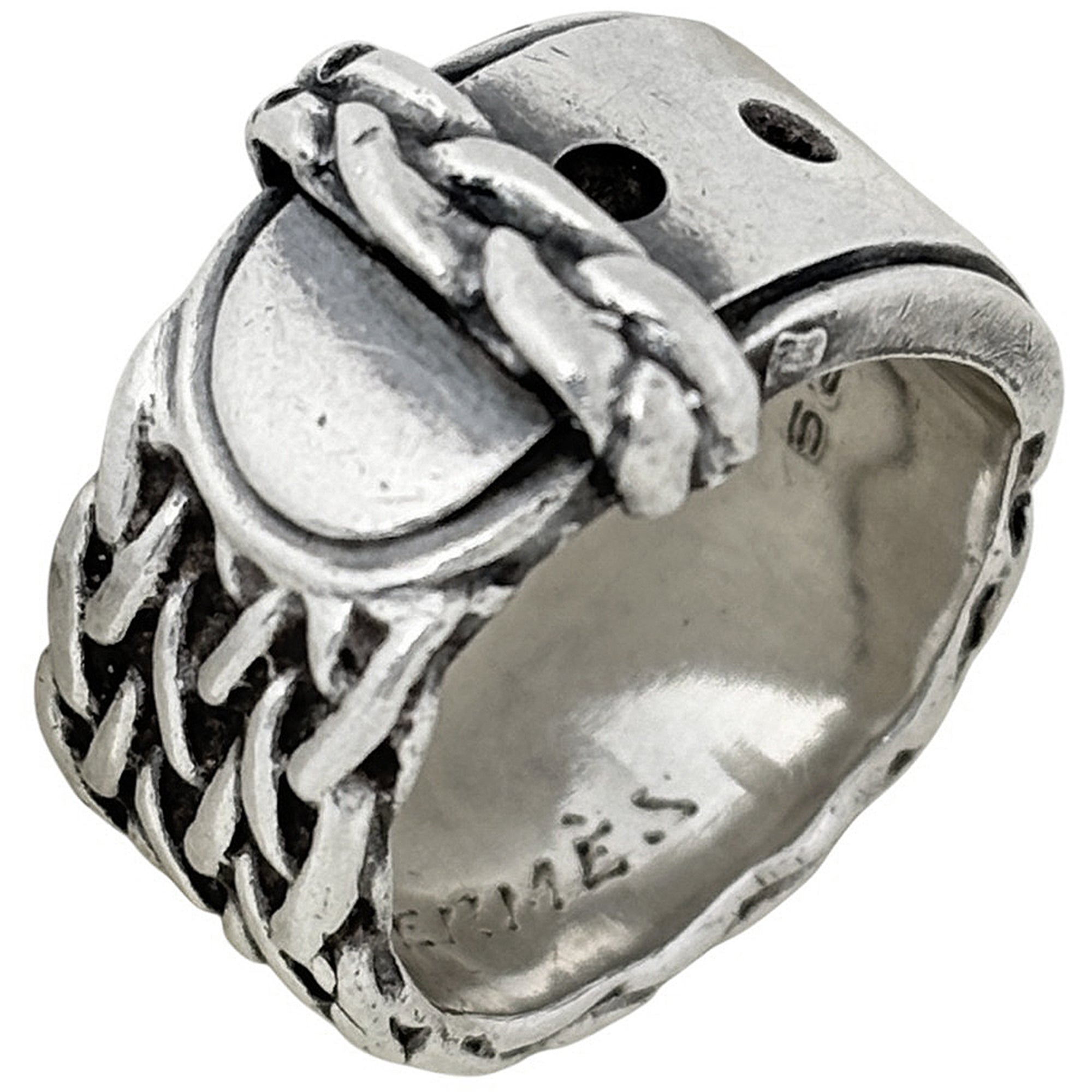 Hermes Silver Silver Band Ring (Pre-Owned)