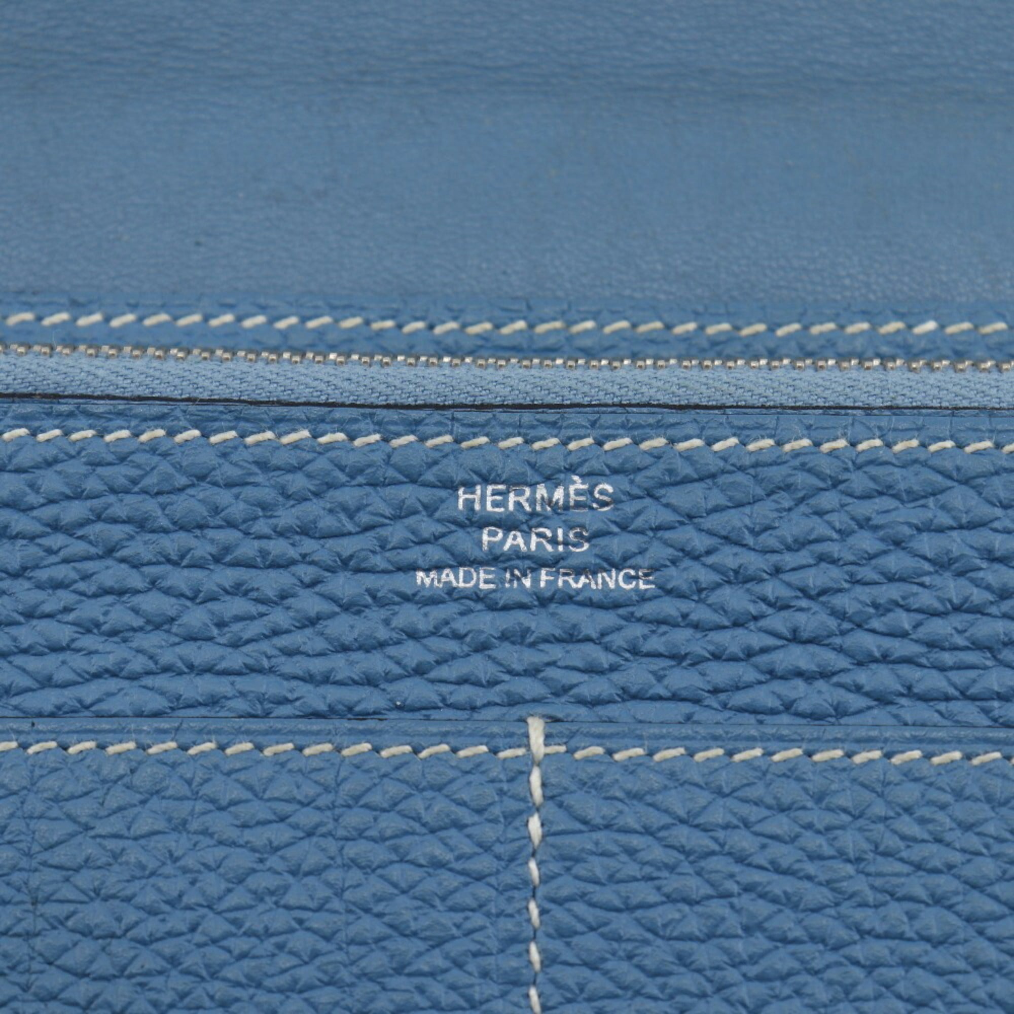 Hermes Dogon Blue Togo Leather Long Wallet (Bi-Fold) (Pre-Owned)