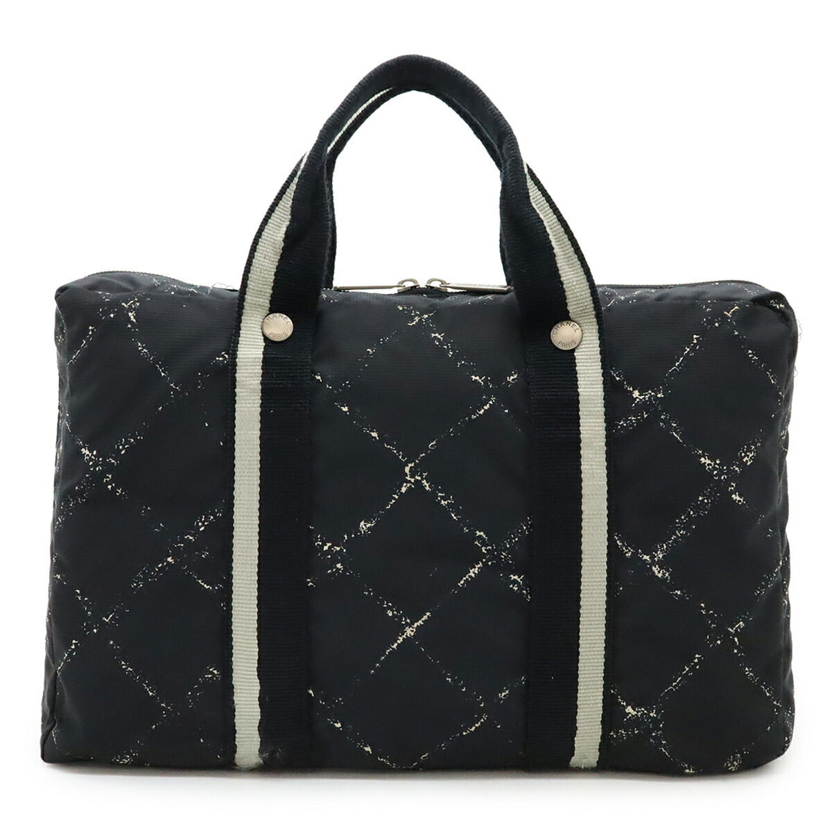 Chanel Travel Line Black Red Color Travel Line Handbag Tote Bag (Pre-Owned)