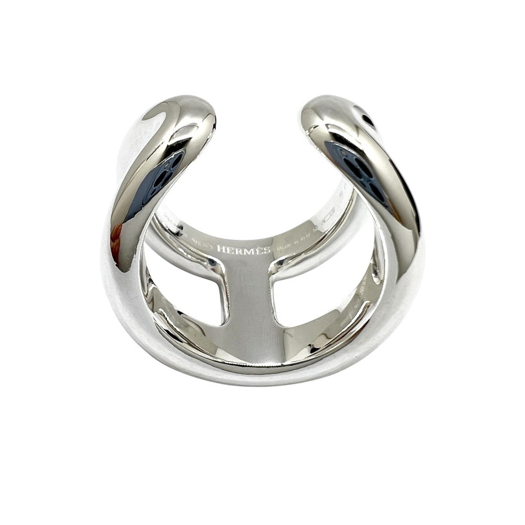 Hermes Silver Silver 925 Band Ring (Pre-Owned)