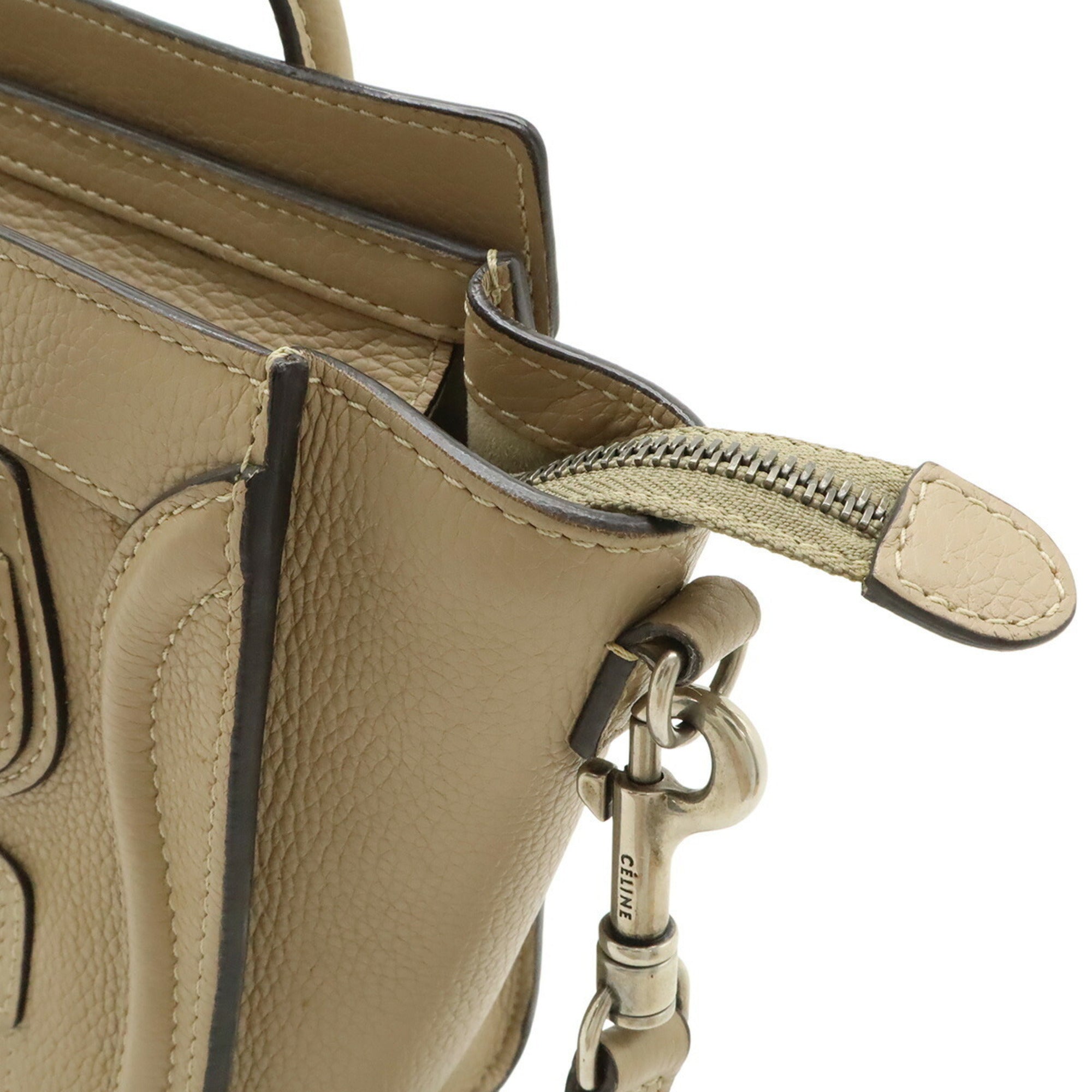 Celine Beige Leather Handbag Shoulder Bag (Pre-Owned)