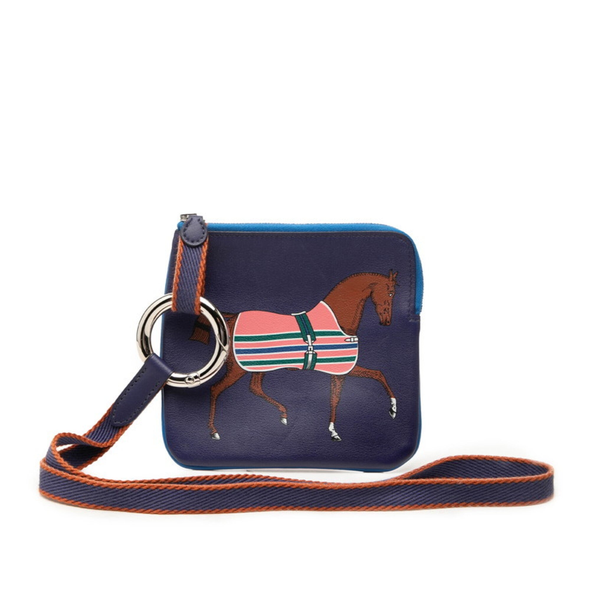 Hermes Multi-Color Navy Swift Leather Handbag Pouch Shoulder Bag (Pre-Owned)