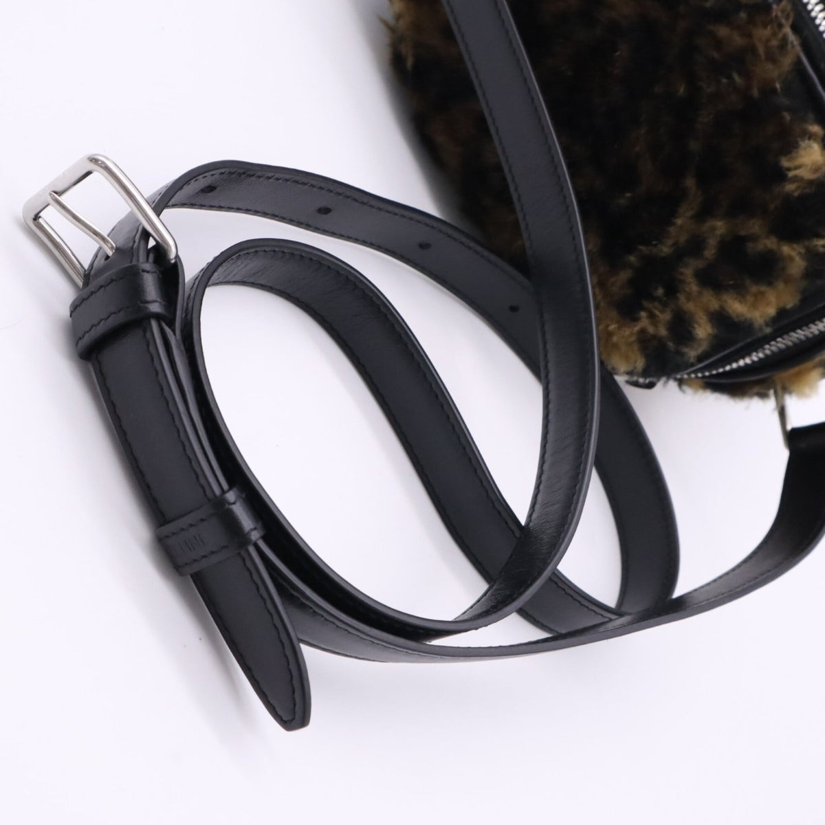 Celine Black Brown Faux Fur Leather Shoulder Bag (Pre-Owned)