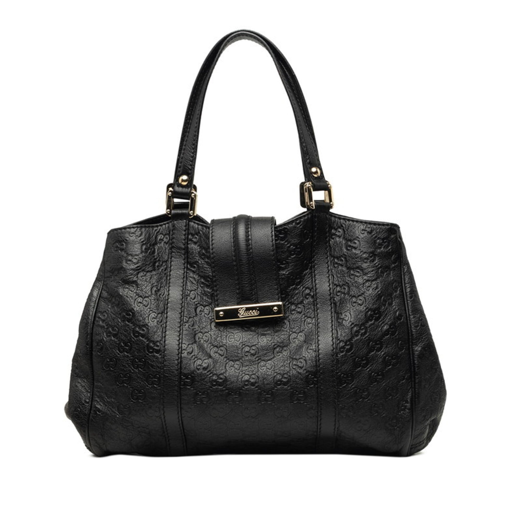 Gucci Guccissima Black Leather Handbag Tote Bag (Pre-Owned)
