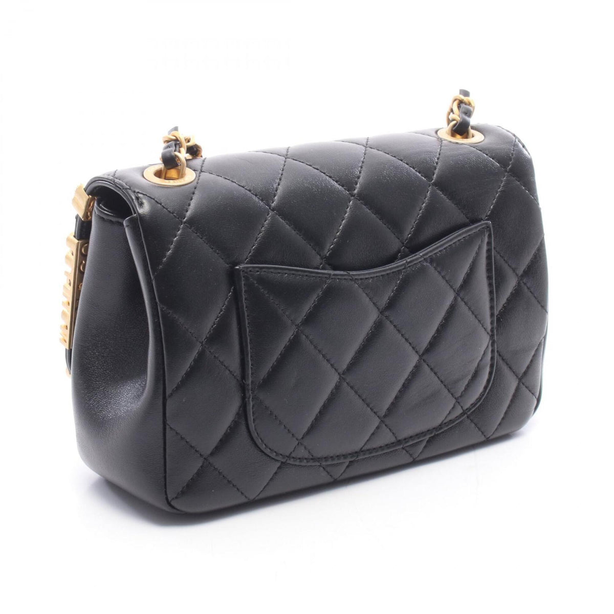 Chanel Black Leather Handbag Shoulder Bag (Pre-Owned)
