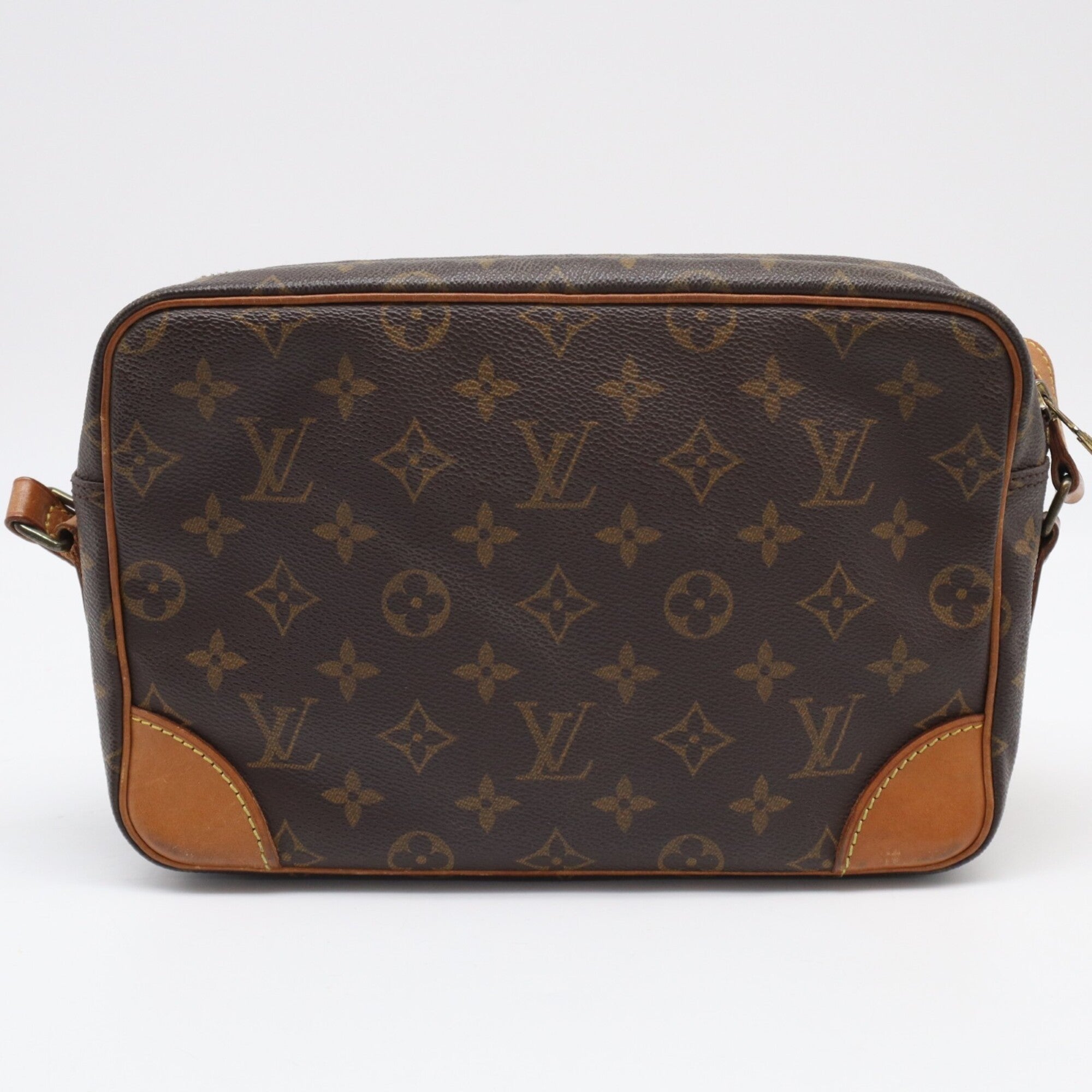 Louis Vuitton Beige Brown Monogram Coated Canvas Leather Shoulder Bag (Pre-Owned)