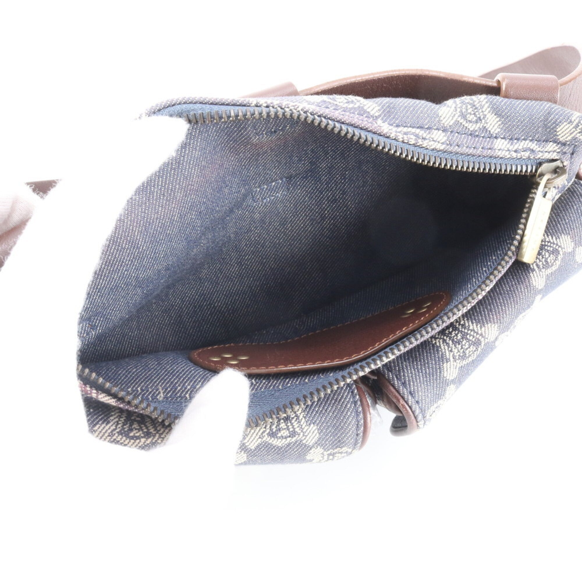 Celine Blue Brown Leather Pouch Sling Bag (Pre-Owned)