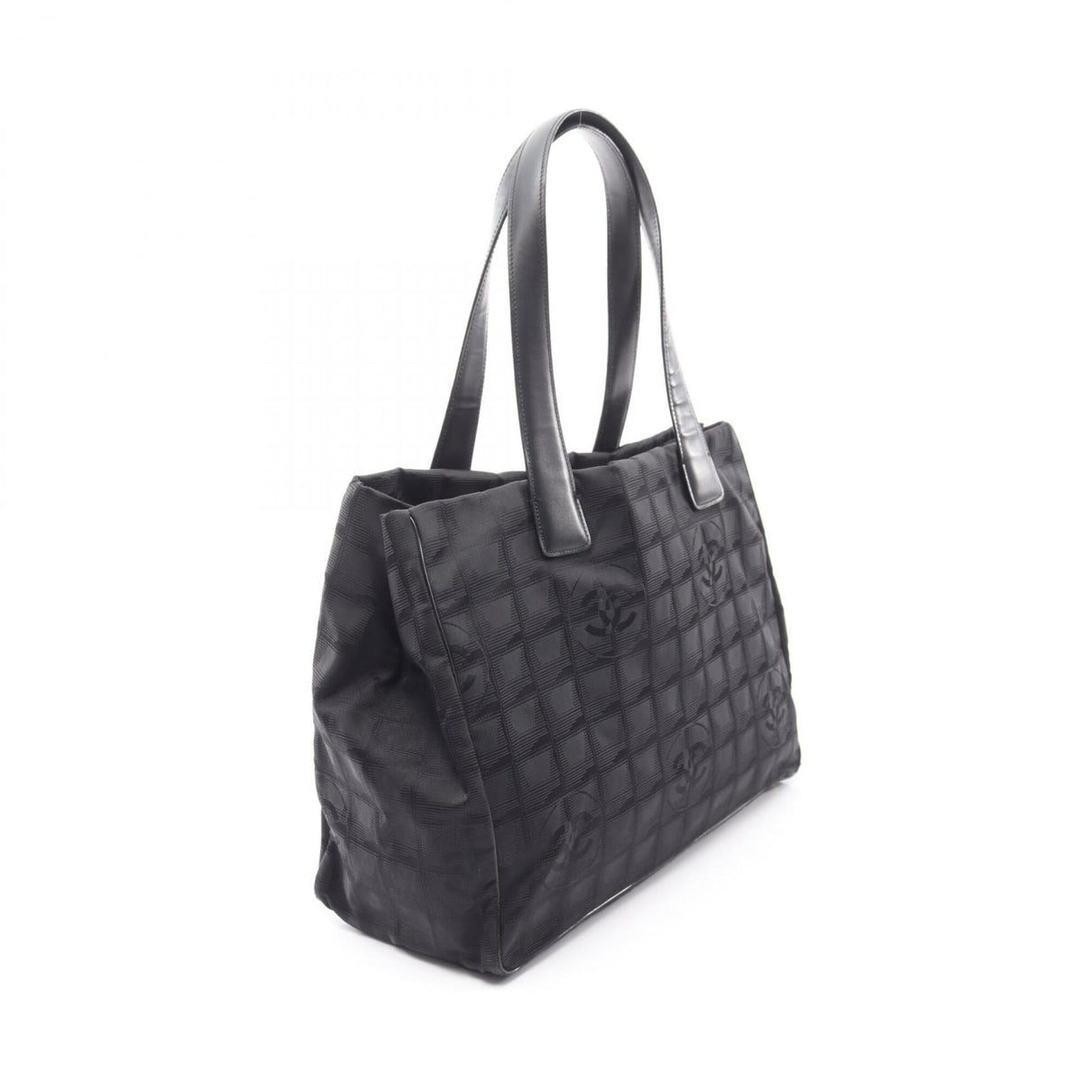 Chanel Black Leather Nylon Canvas Handbag Tote Bag (Pre-Owned)