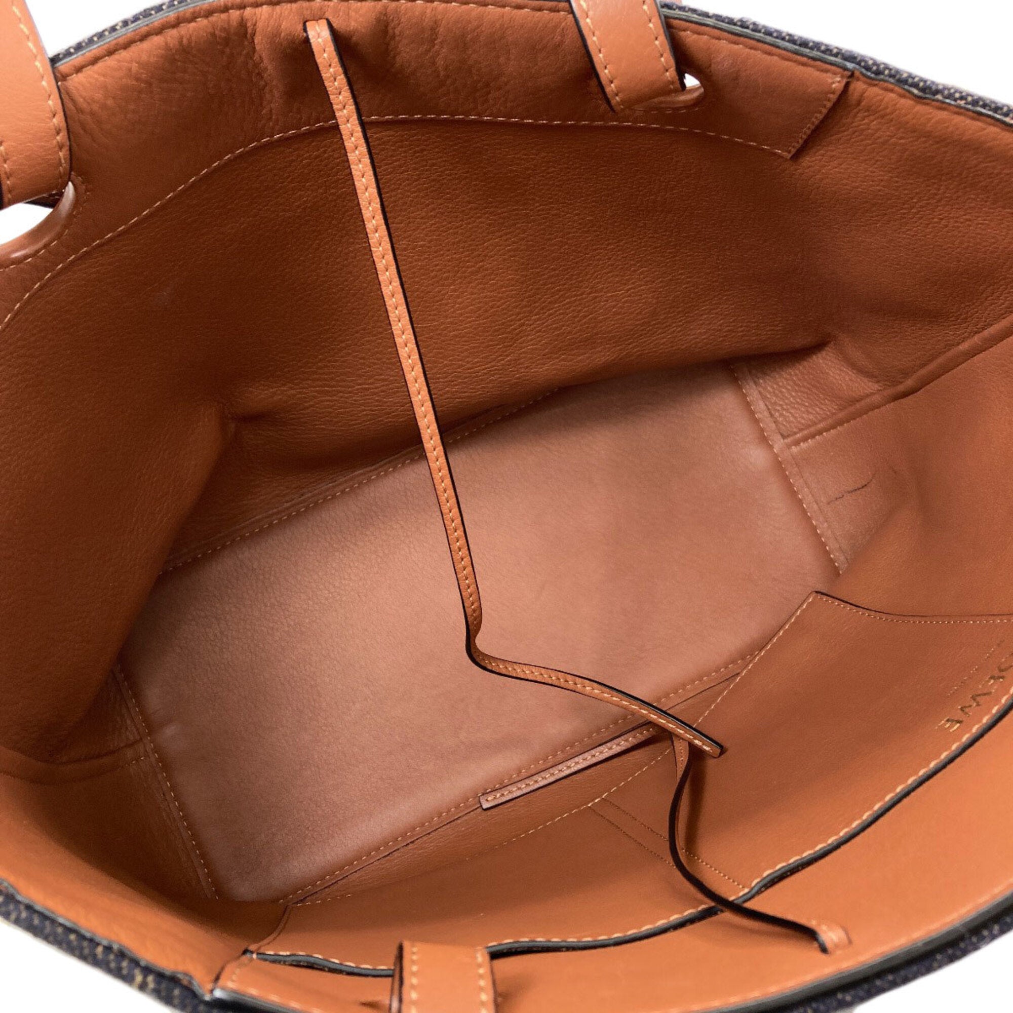 Loewe Brown Navy Wool Tote Bag (Pre-Owned)