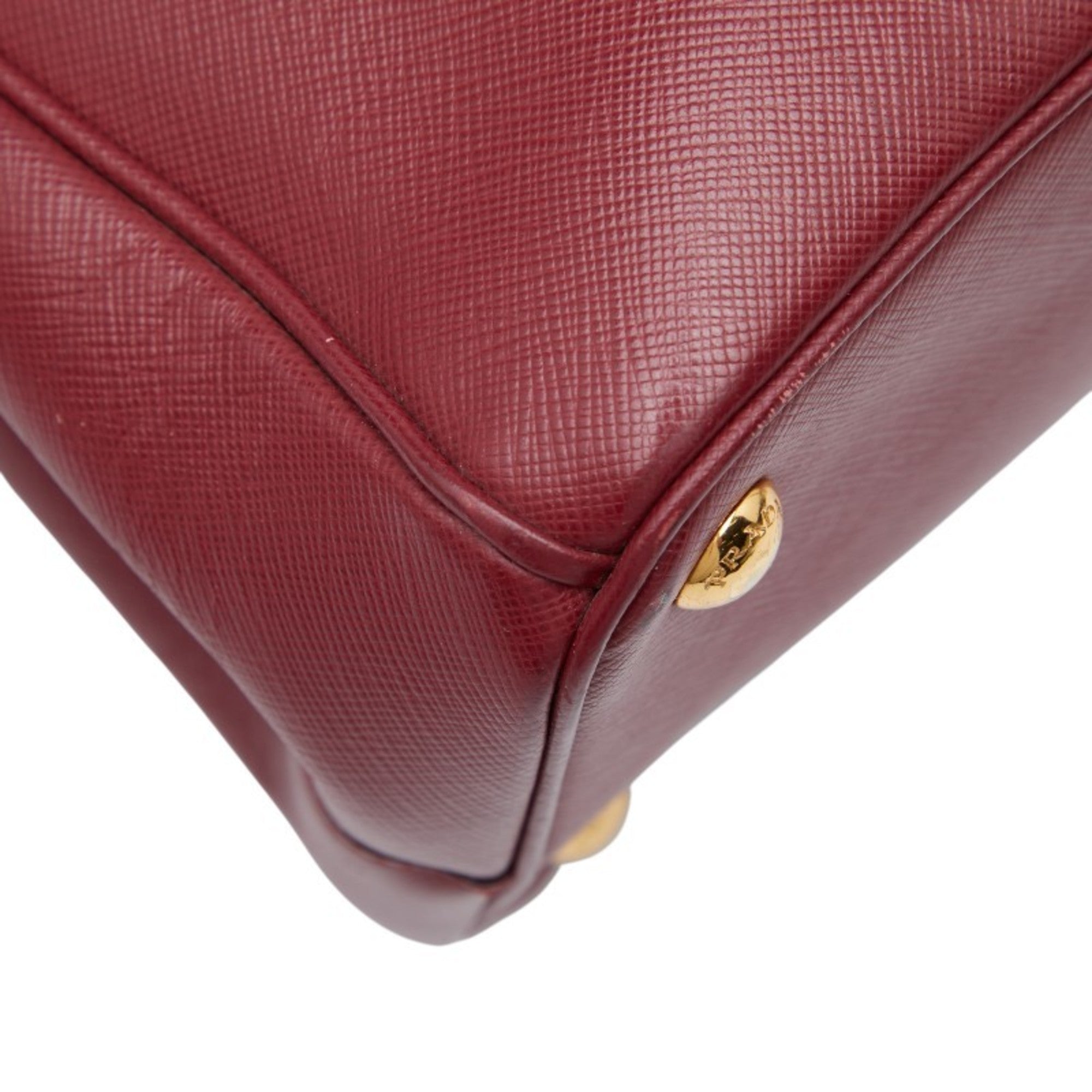 Prada Bordeaux Red Color Wine Leather Handbag Shoulder Bag (Pre-Owned)