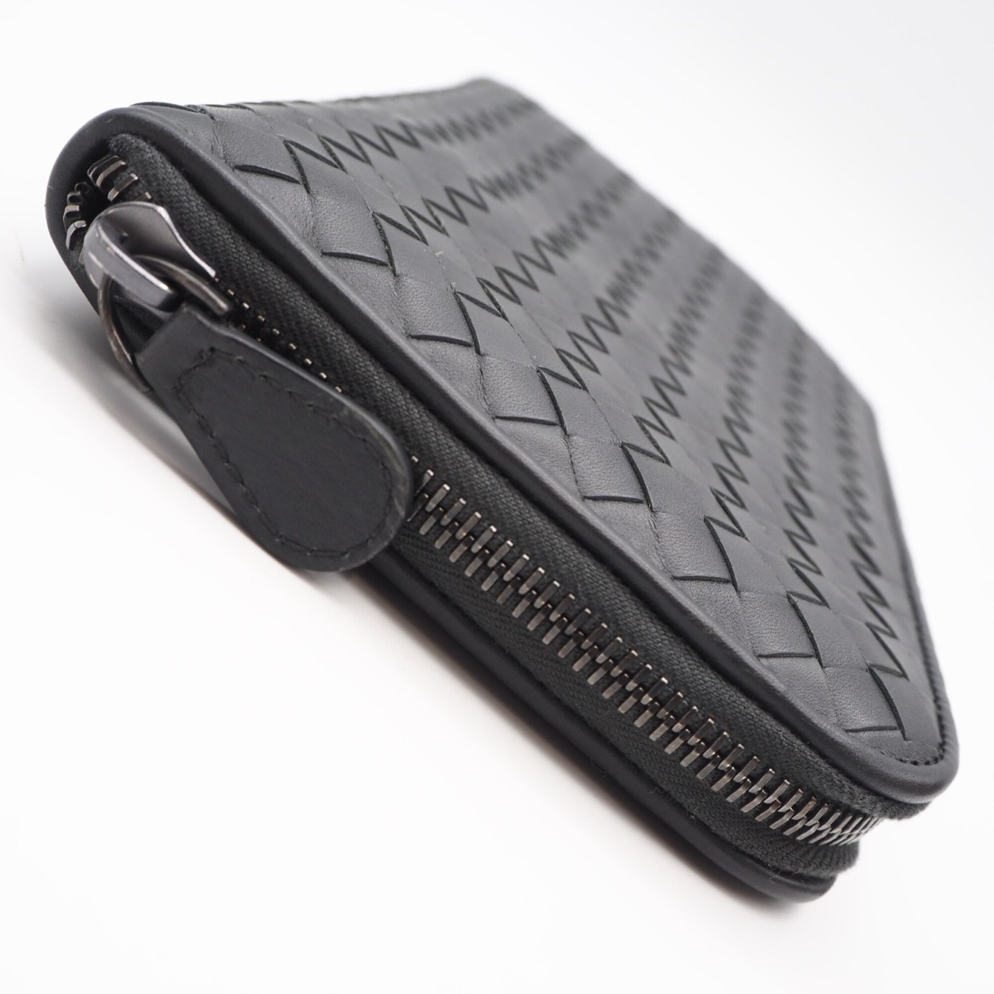 Bottega Veneta Intrecciato Gray Leather Long Wallet (Bi-Fold) (Pre-Owned)