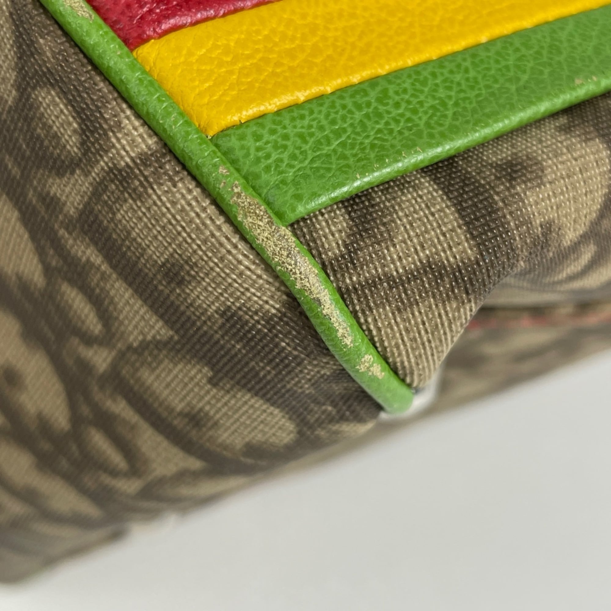 Christian Dior Trotter Beige Multi-Color Red Color Coated Canvas Leather Handbag (Pre-Owned)