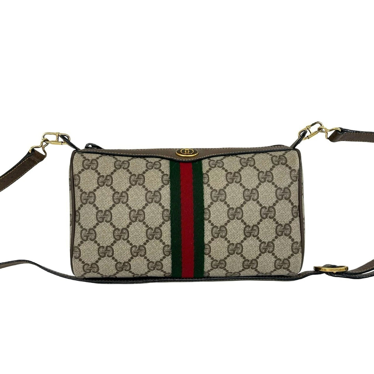 Gucci Brown Green Red Color Leather Pvc Pochette Shoulder Bag (Pre-Owned)