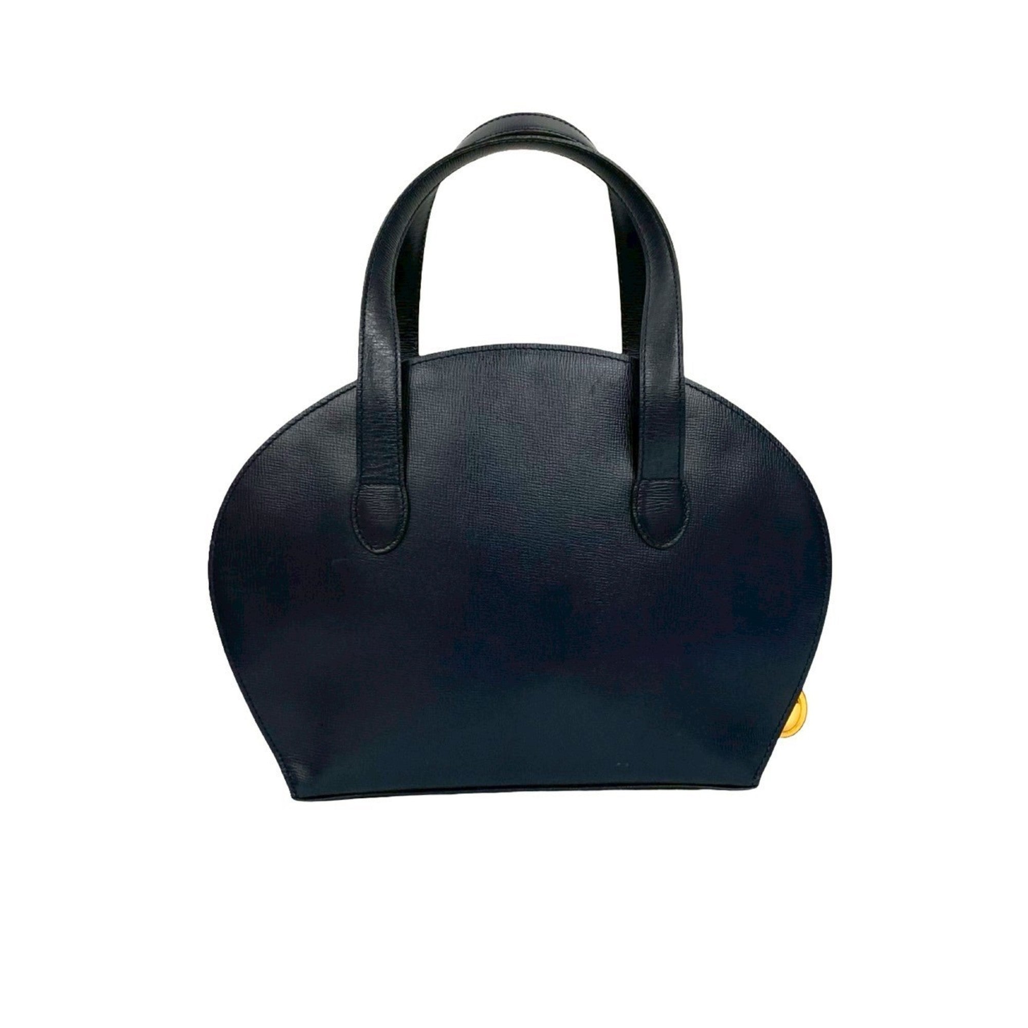 Christian Dior Navy Leather Boston Bag Handbag Tote Bag (Pre-Owned)