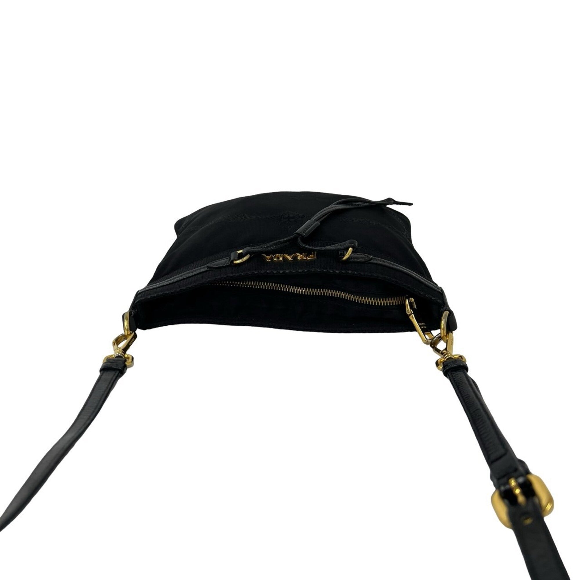 Prada Black Nylon Leather Pochette Shoulder Bag (Pre-Owned)