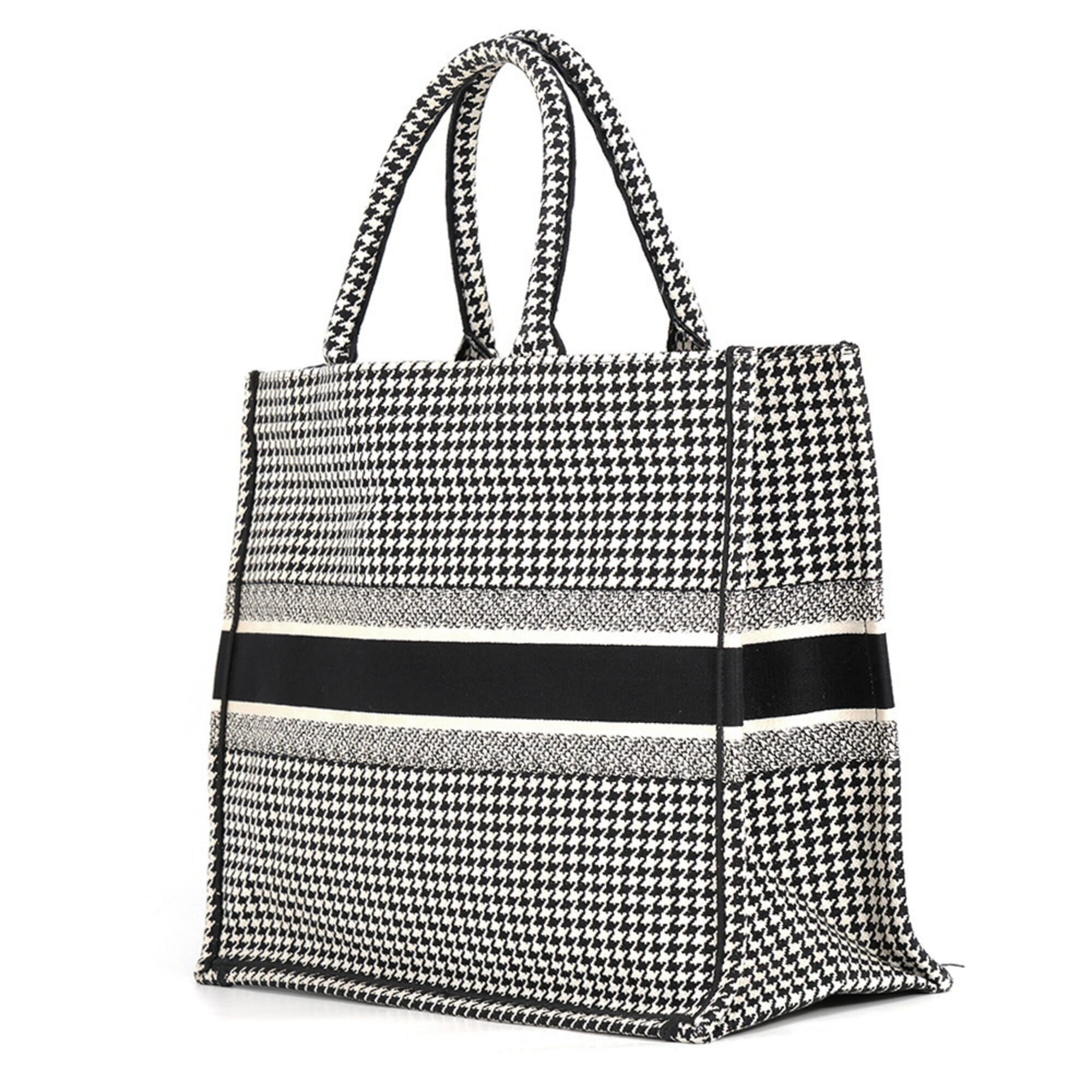 Christian Dior Black White Canvas Handbag Tote Bag (Pre-Owned)