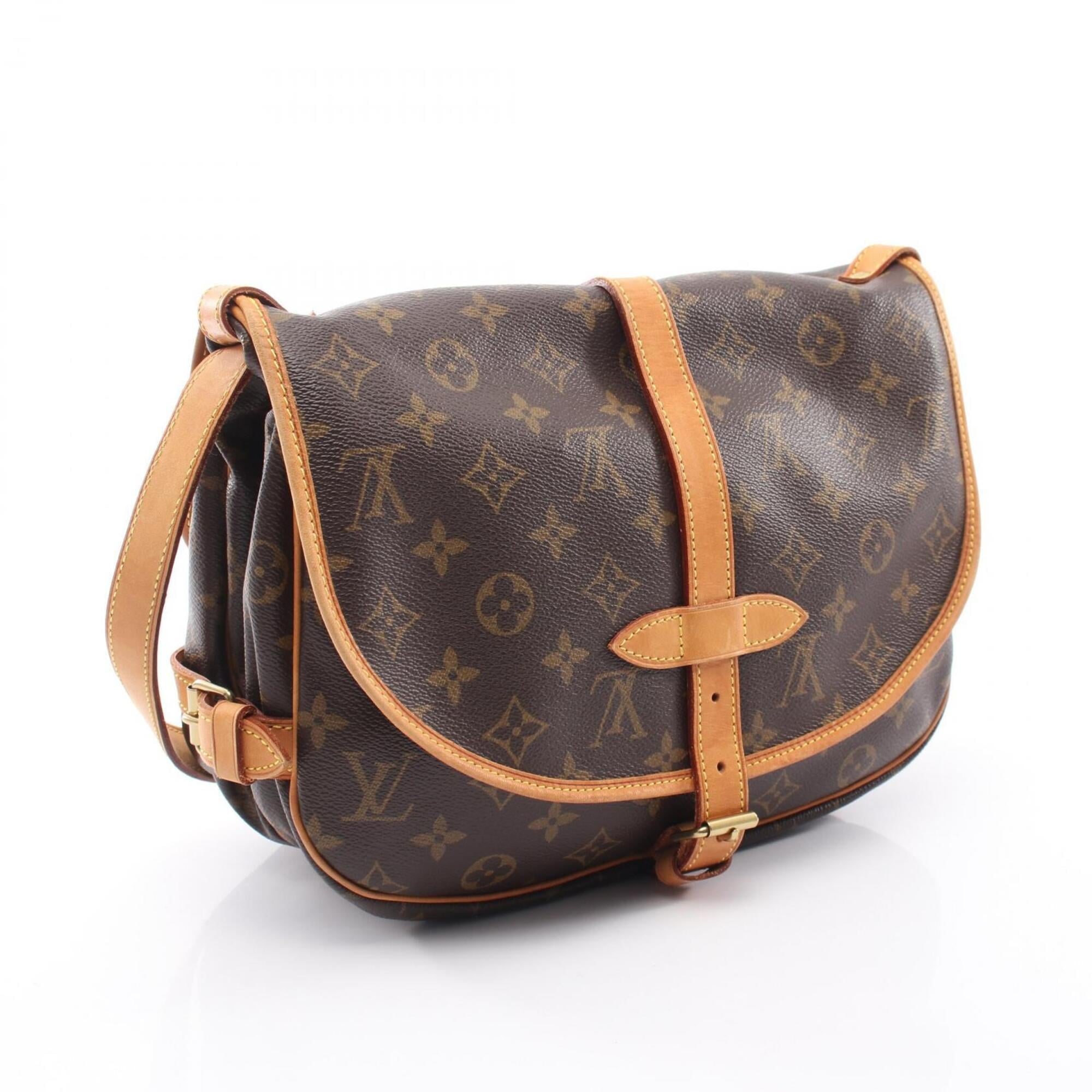 Louis Vuitton Brown Coated Canvas Leather Handbag Shoulder Bag (Pre-Owned)