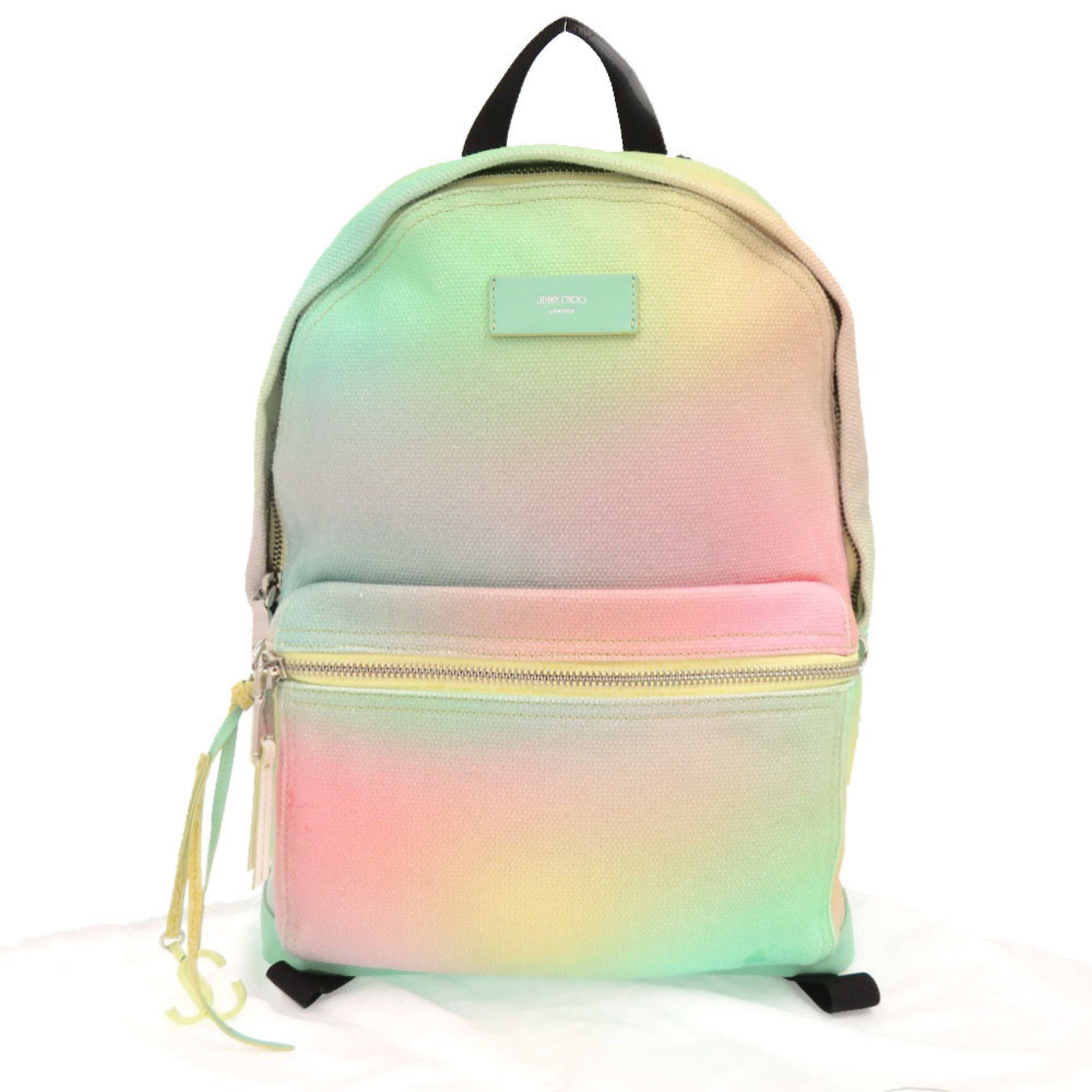 Jimmy Choo Multi-Color Canvas Leather Backpack (Pre-Owned)