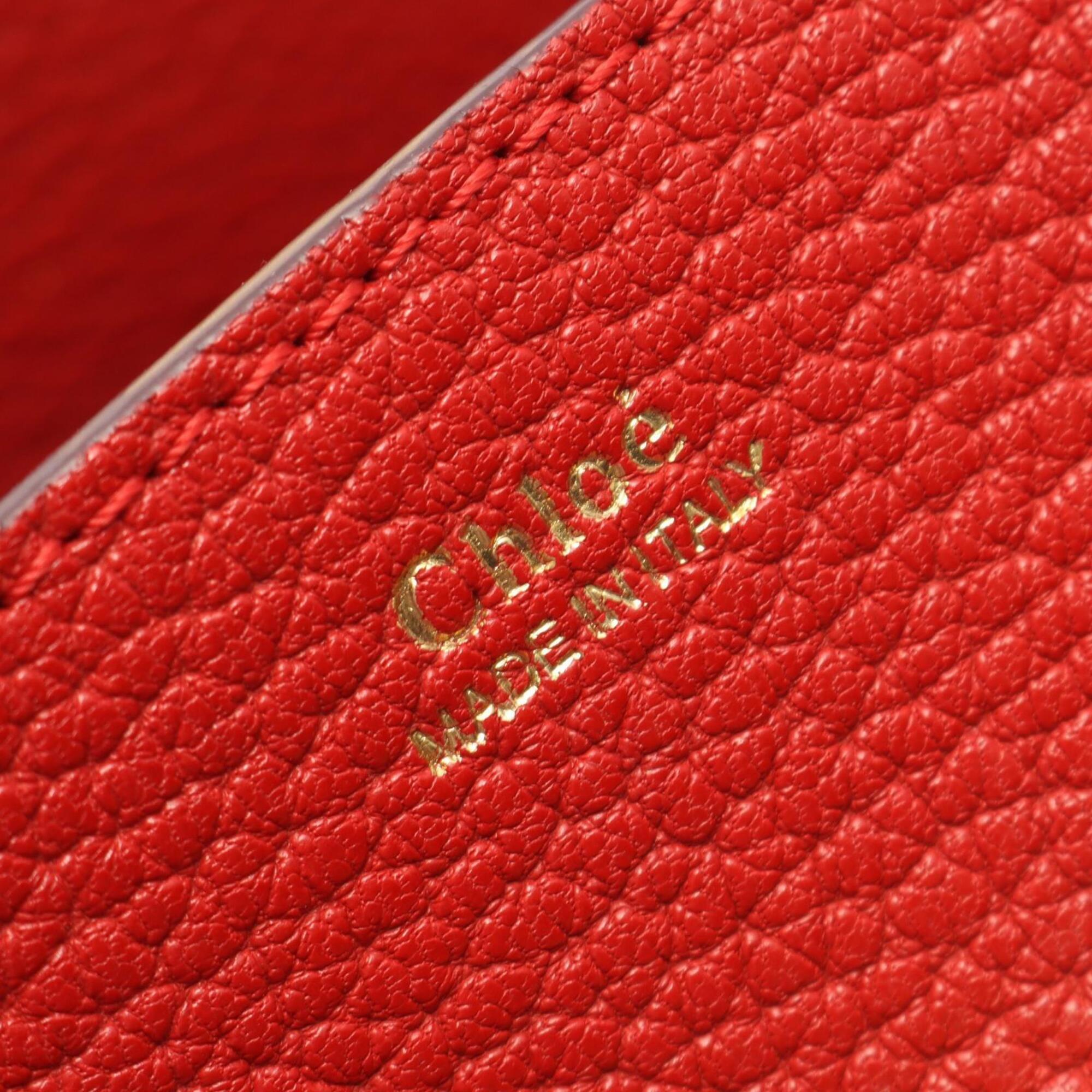 Chloé Drew Red Color Leather Handbag Shoulder Bag (Pre-Owned)